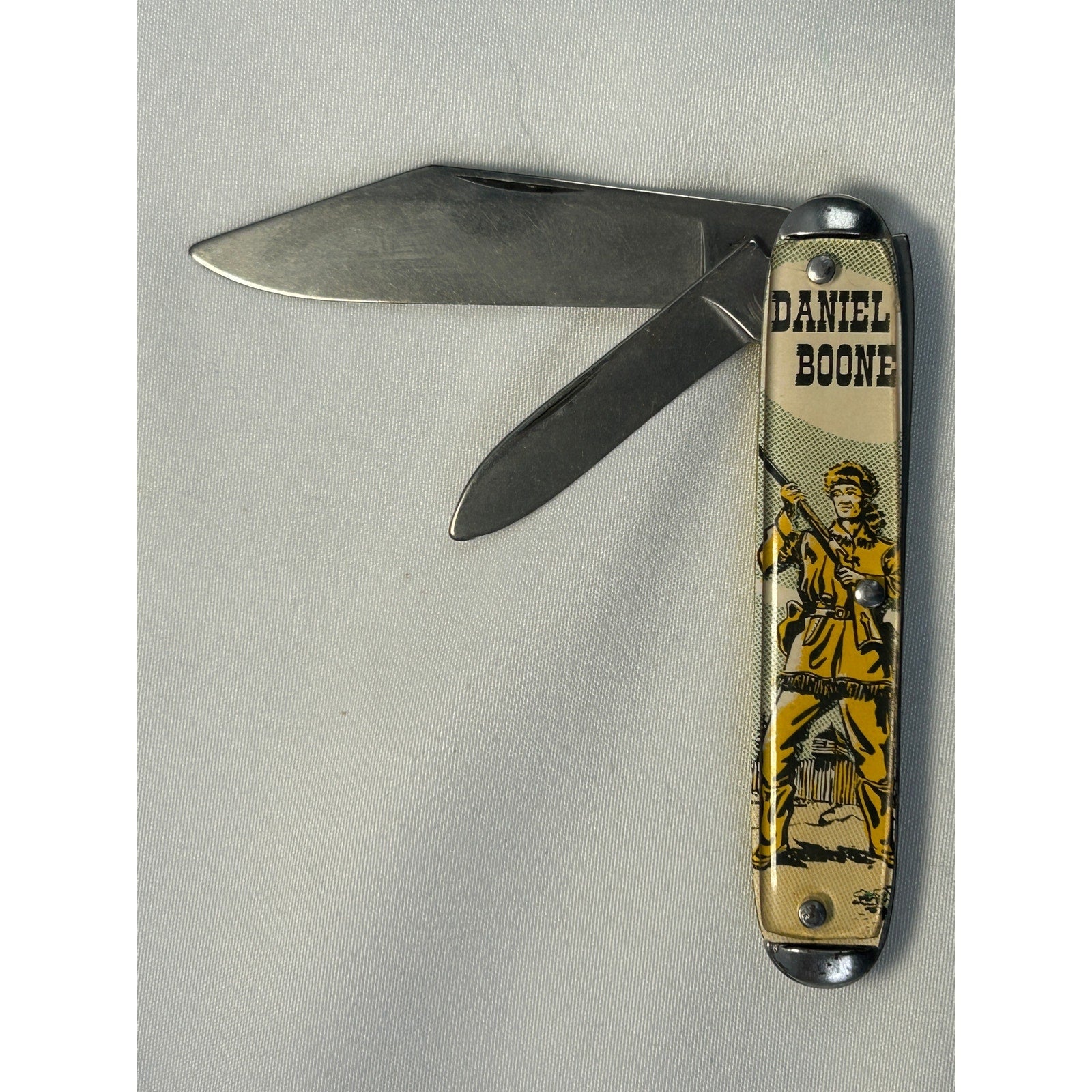 Daniel Boone Frontier Hero Vintage USA Advertising Pocket Knife 2 Blade