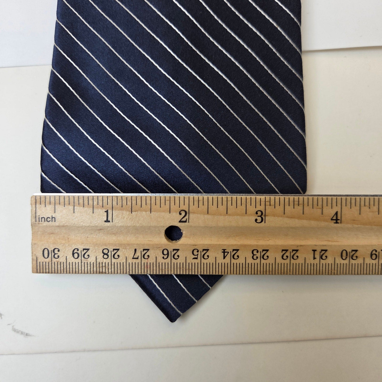 Tommy Hilfiger Silk Tie Lot 3 Navy Blue USA 3.75” Classic Width Contrast Tips