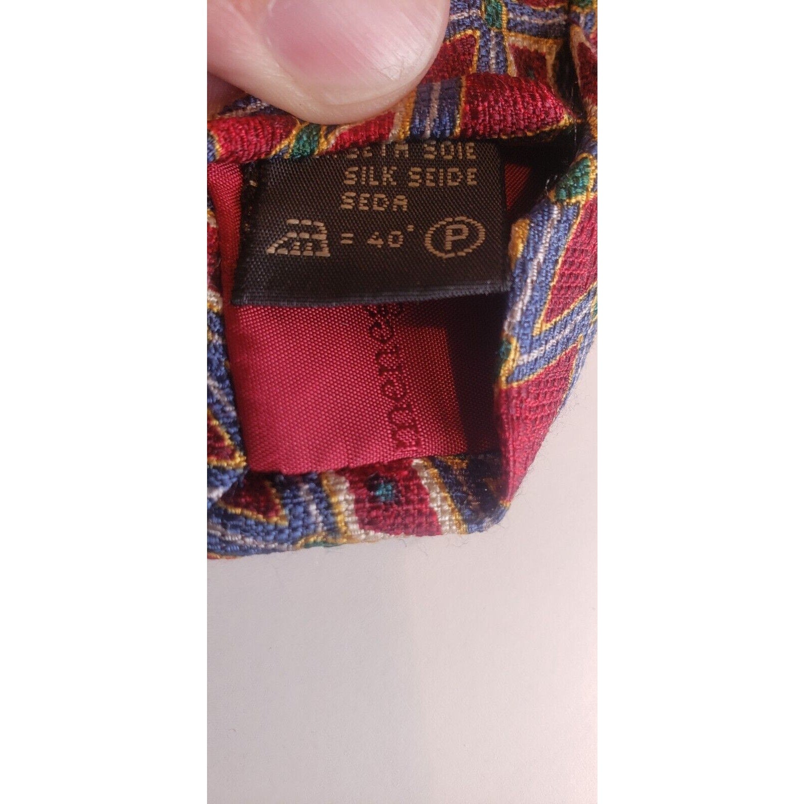 Ermenegildo Egna Geometric Diamond Red Silk Tie Italy