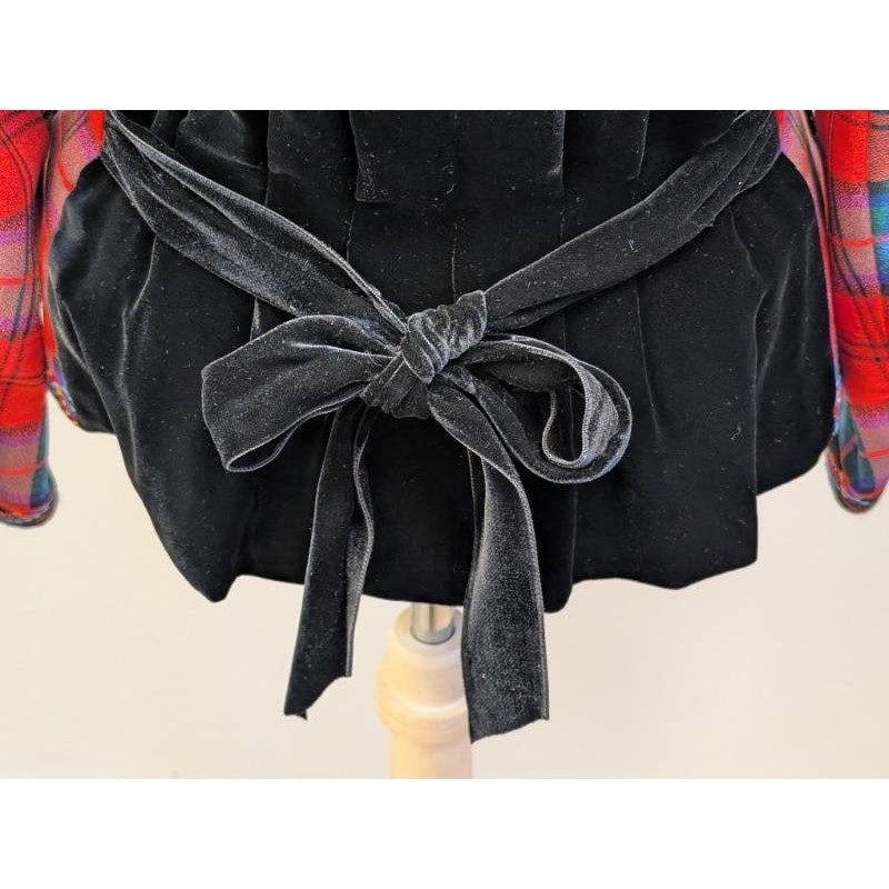 Vintage Yves Saint Laurent Rive Gauche 1994 Tartan Wool Jacket Velvet Trim FR38