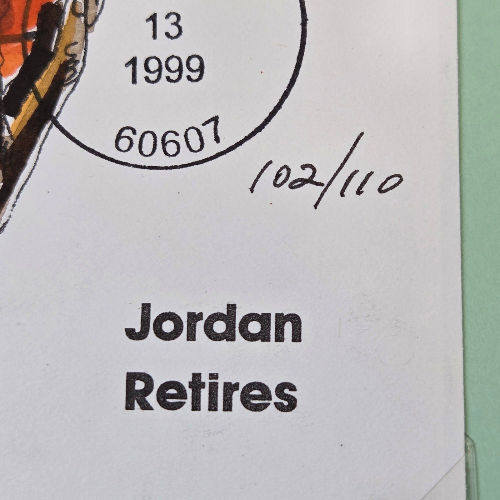 Michael Jordan Final Hoop Cachet Envelope Art 1999 Wild Horse 102/110