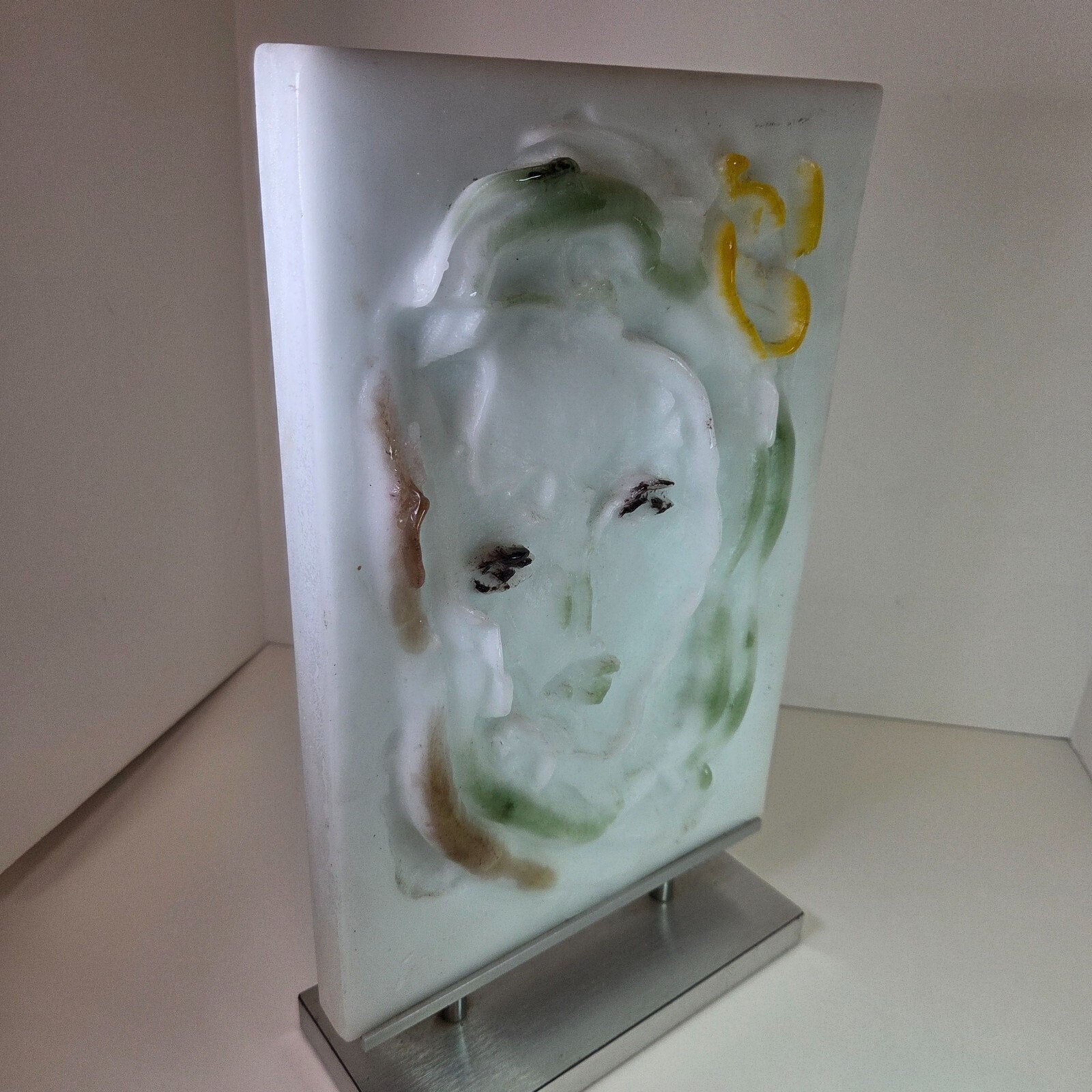 Daum France Pate de Verre Sculpture “Piccolo Fiore” by Ernesto Treccani Signed 14"