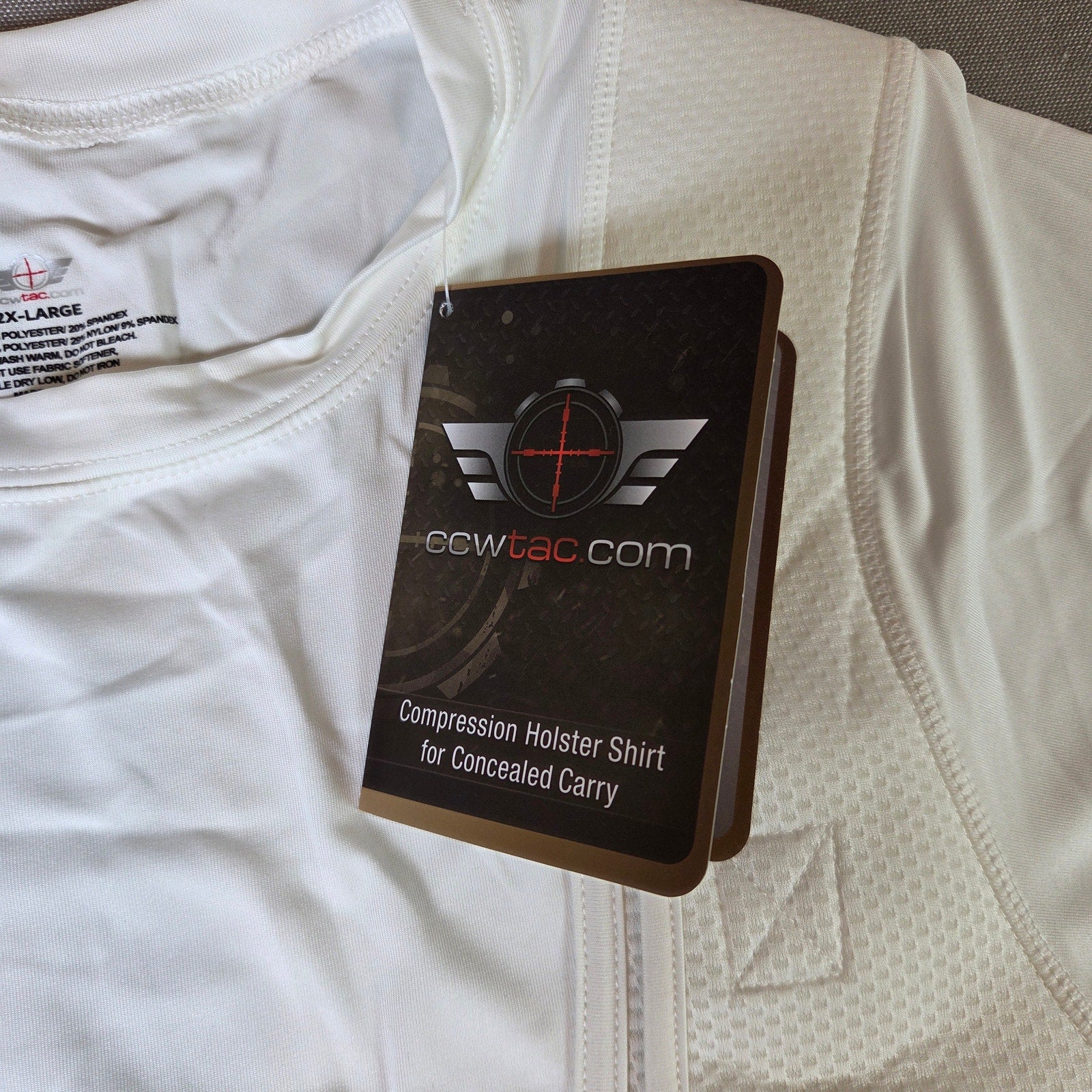 CCW Tactical Compression Holster Shirt Concealed Carry Crew Neck 2XL White
