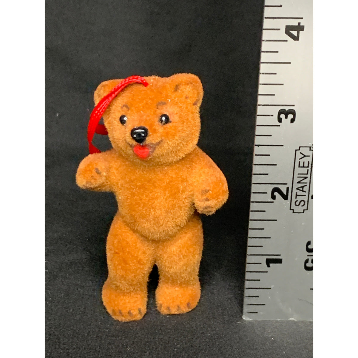 Vintage Wagner Handwork Flocked Brown Bear Ornament West Germany 1980s
