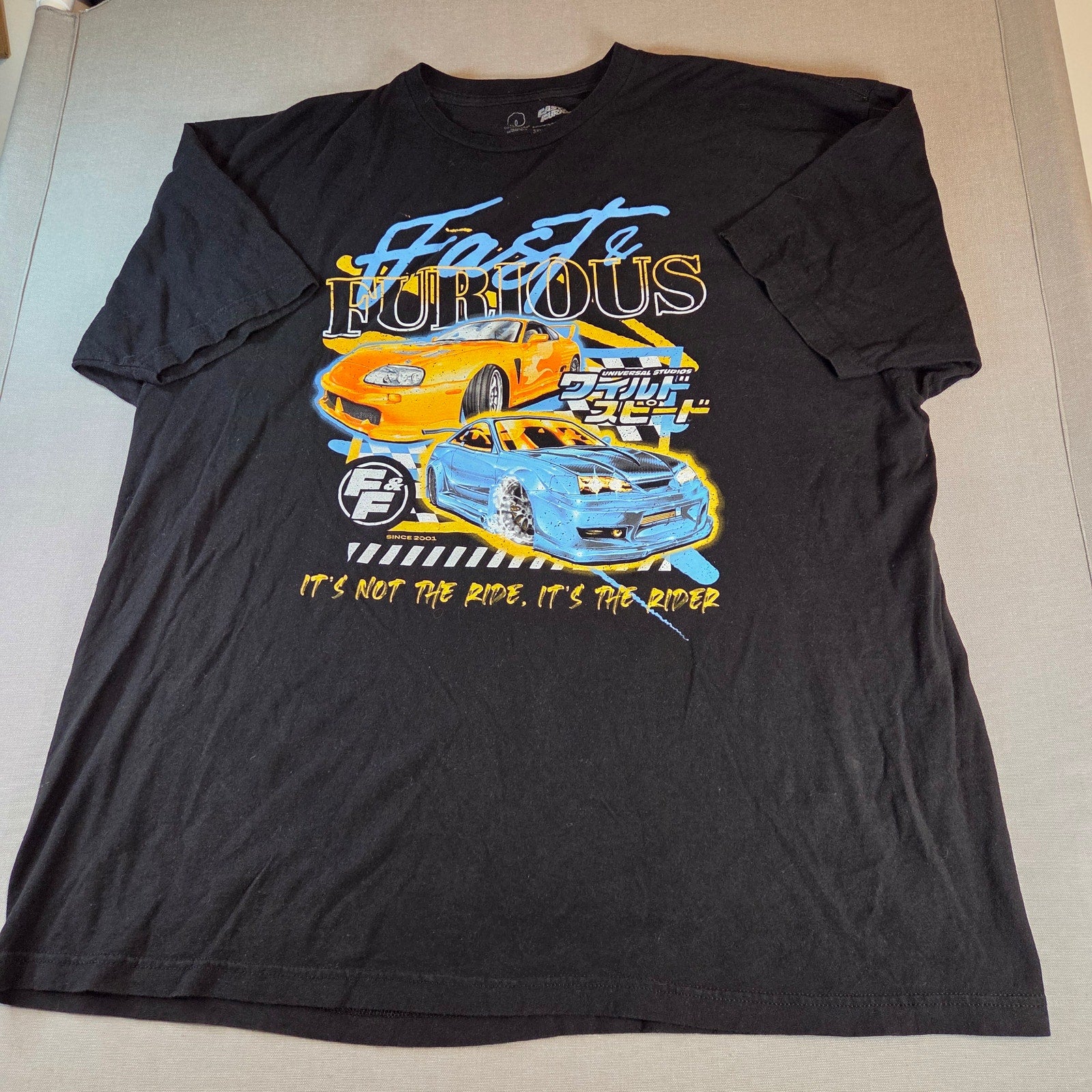 Fast & Furious Movie Cars Tee 3XL Black Universal Studios Racing Graphic
