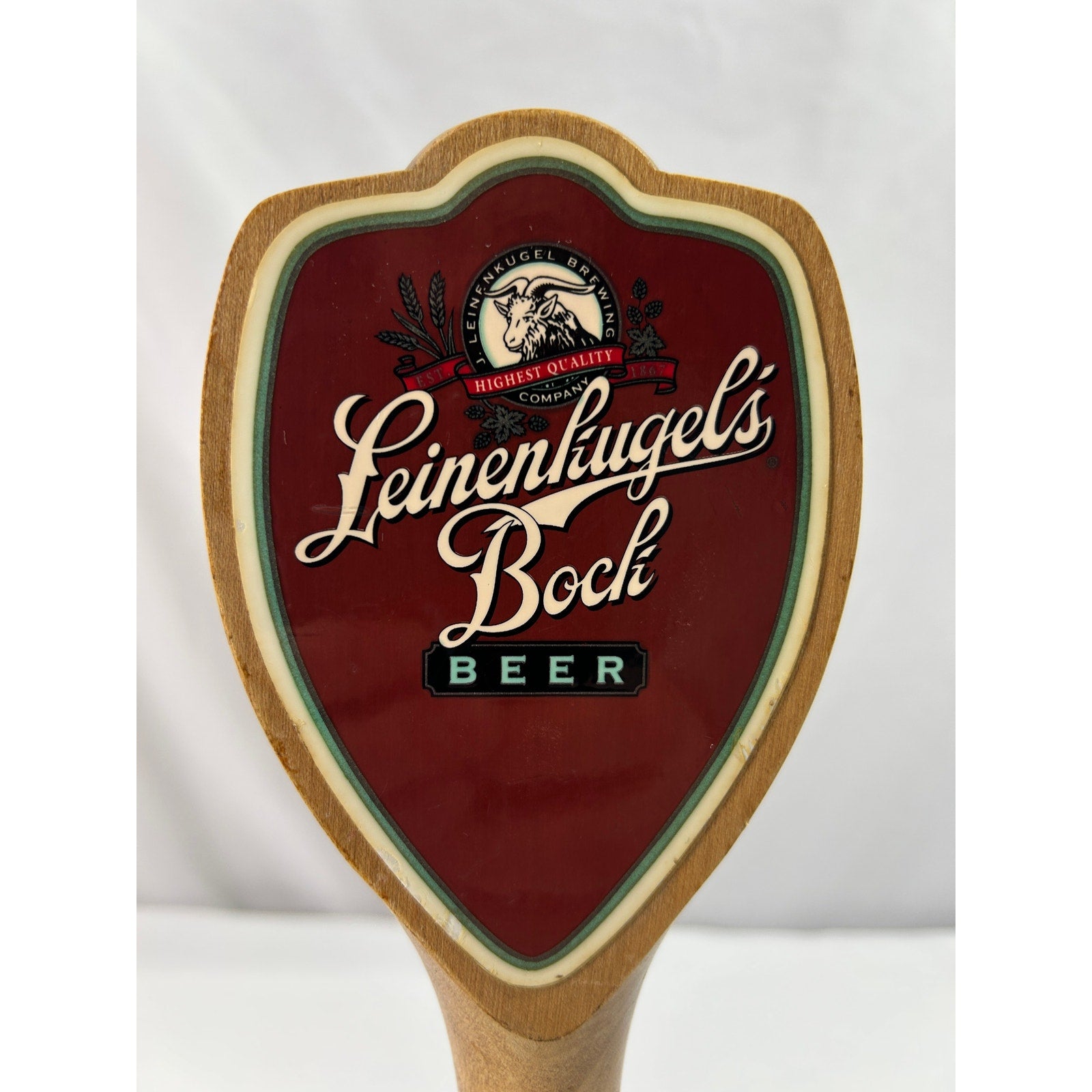Leinenkugel's Bock Beer Vintage Wood Tap Handle Draft Keg Bar Breweriana 12in