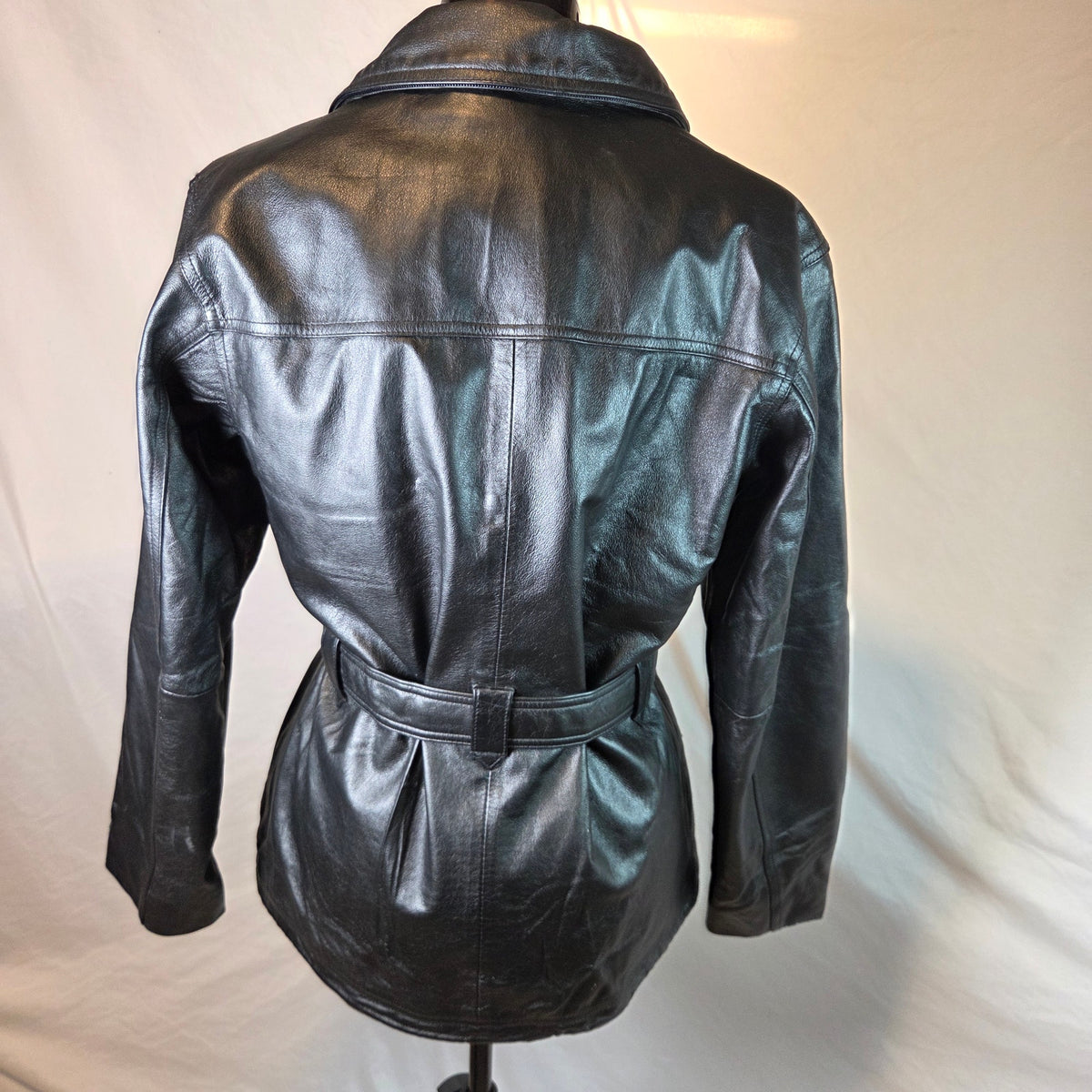 Wilsons Leather Women's M Belted Leather Jacket 3M Thinsulate Black Zip
