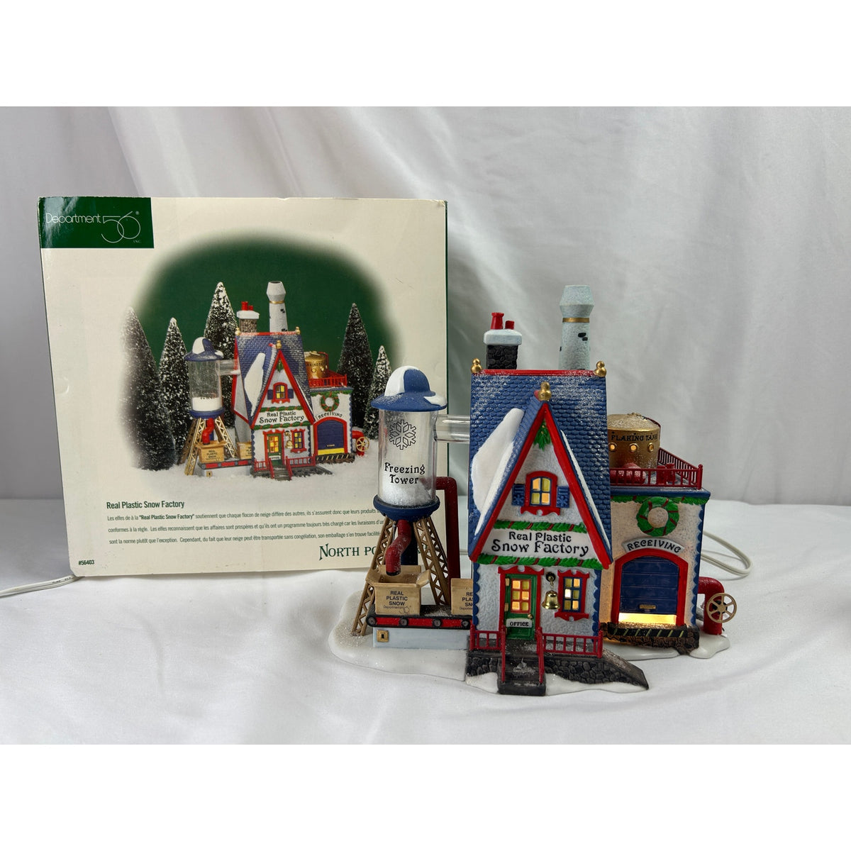 Dept 56 Real Plastic Snow Factory 56403 North Pole Lighted Retired 1998 Box