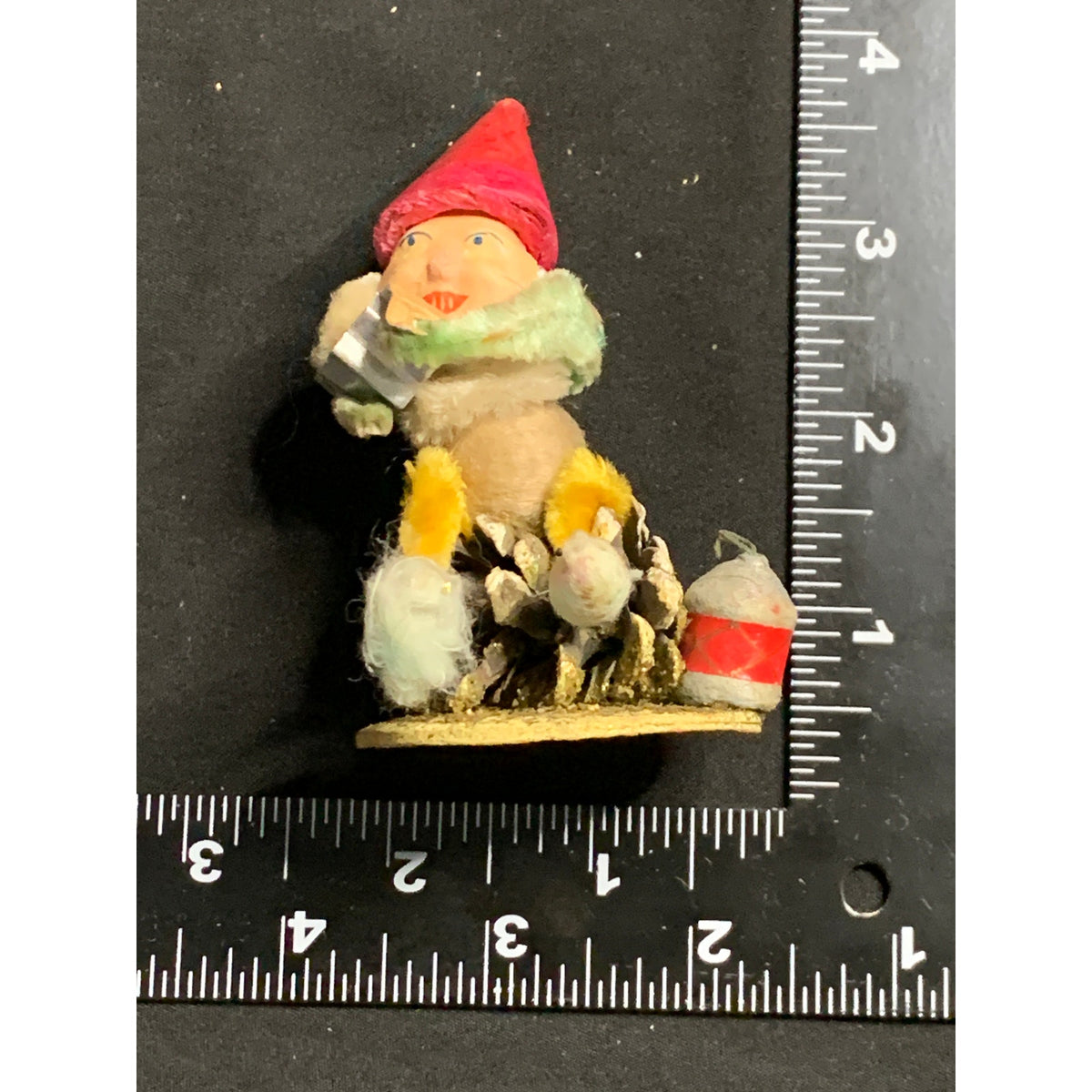 Vintage Japan Pinecone Elf Gnome Putz Christmas Figures Chenille Lot of 3