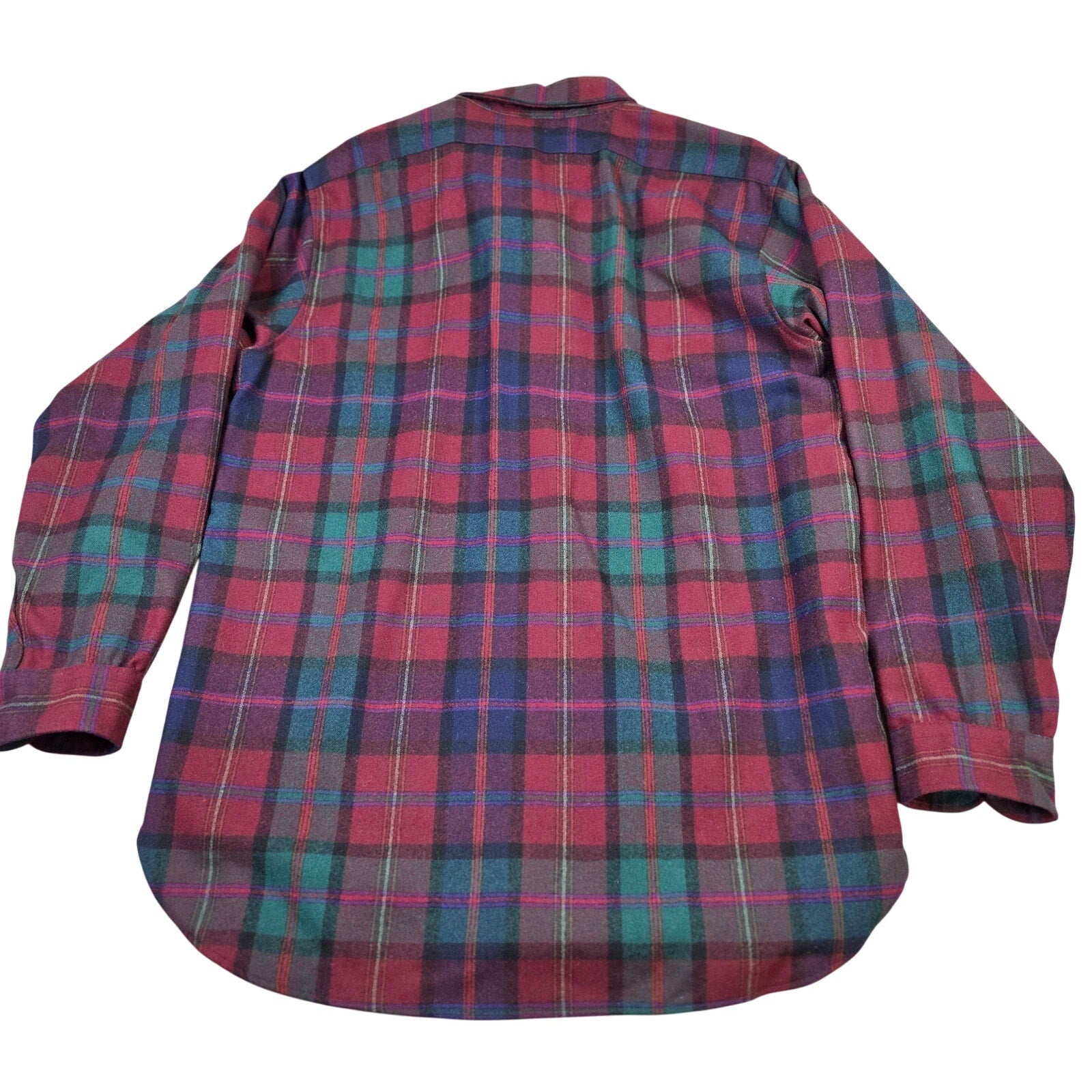 Pendleton Lobo Virgin Wool Plaid Button Down Shirt USA Mens Large Vintage