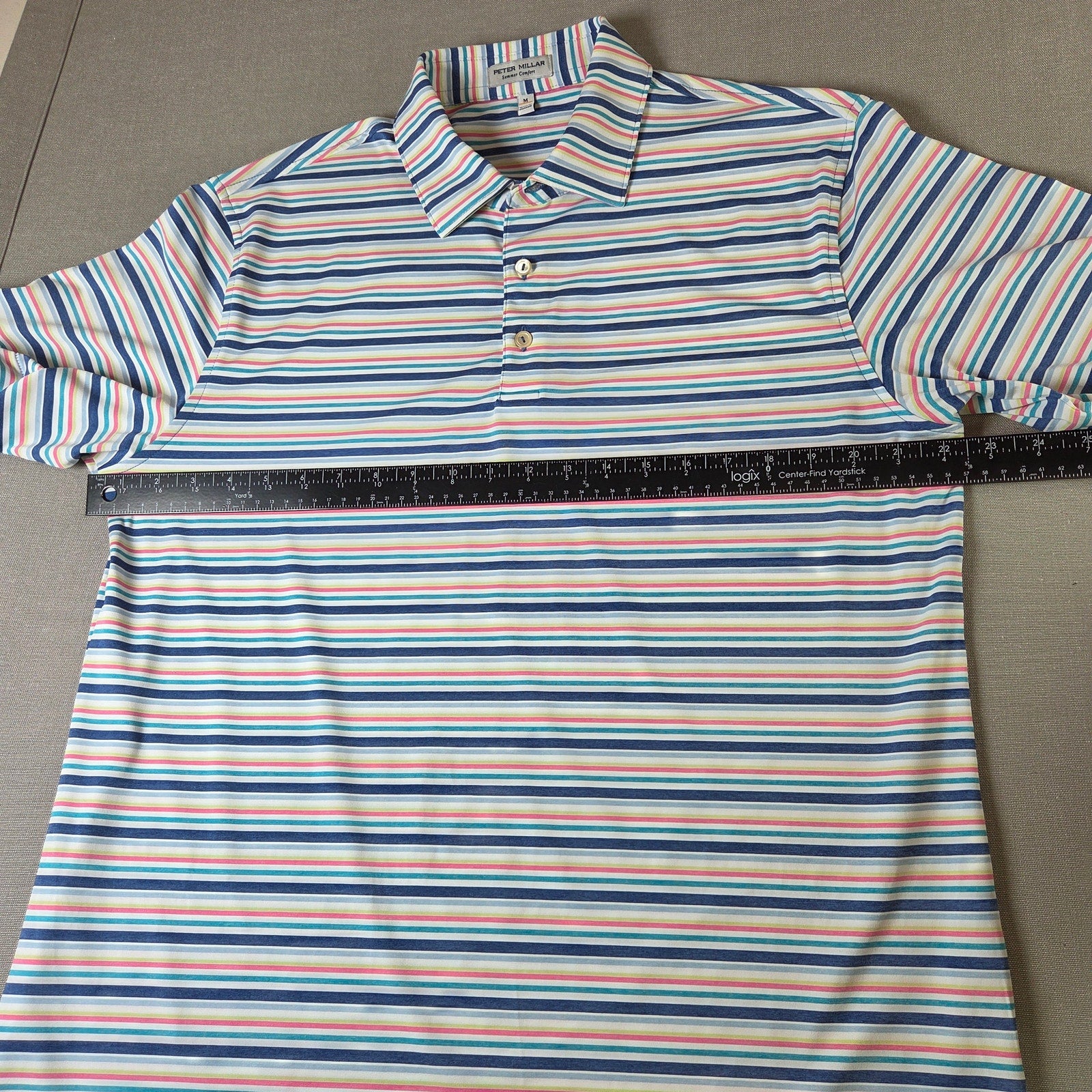 Peter Millar Summer Comfort Golf Polo Shirt Striped Performance Men M