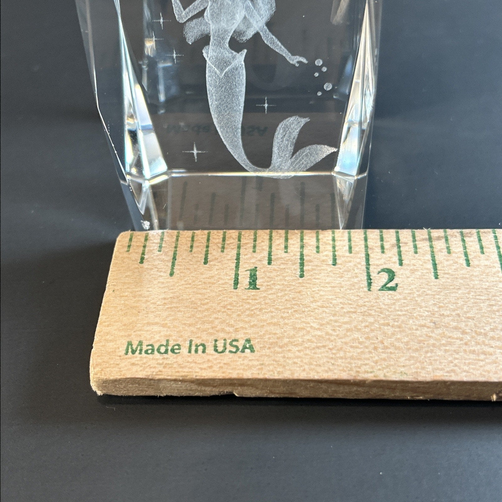 Ariel the Little Mermaid 3d Etched Disney Crystal Glass 3"x2" Paper Weight