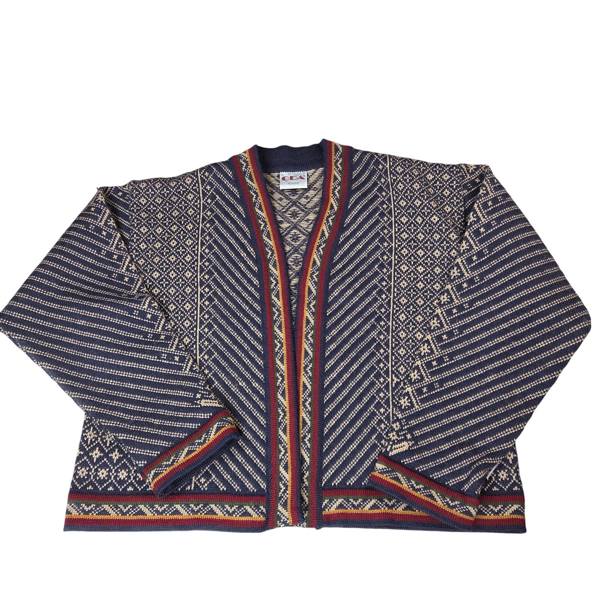 ODA of Norway Womens M Open Front Nordic Wool Cardigan Sweater Denmark Made