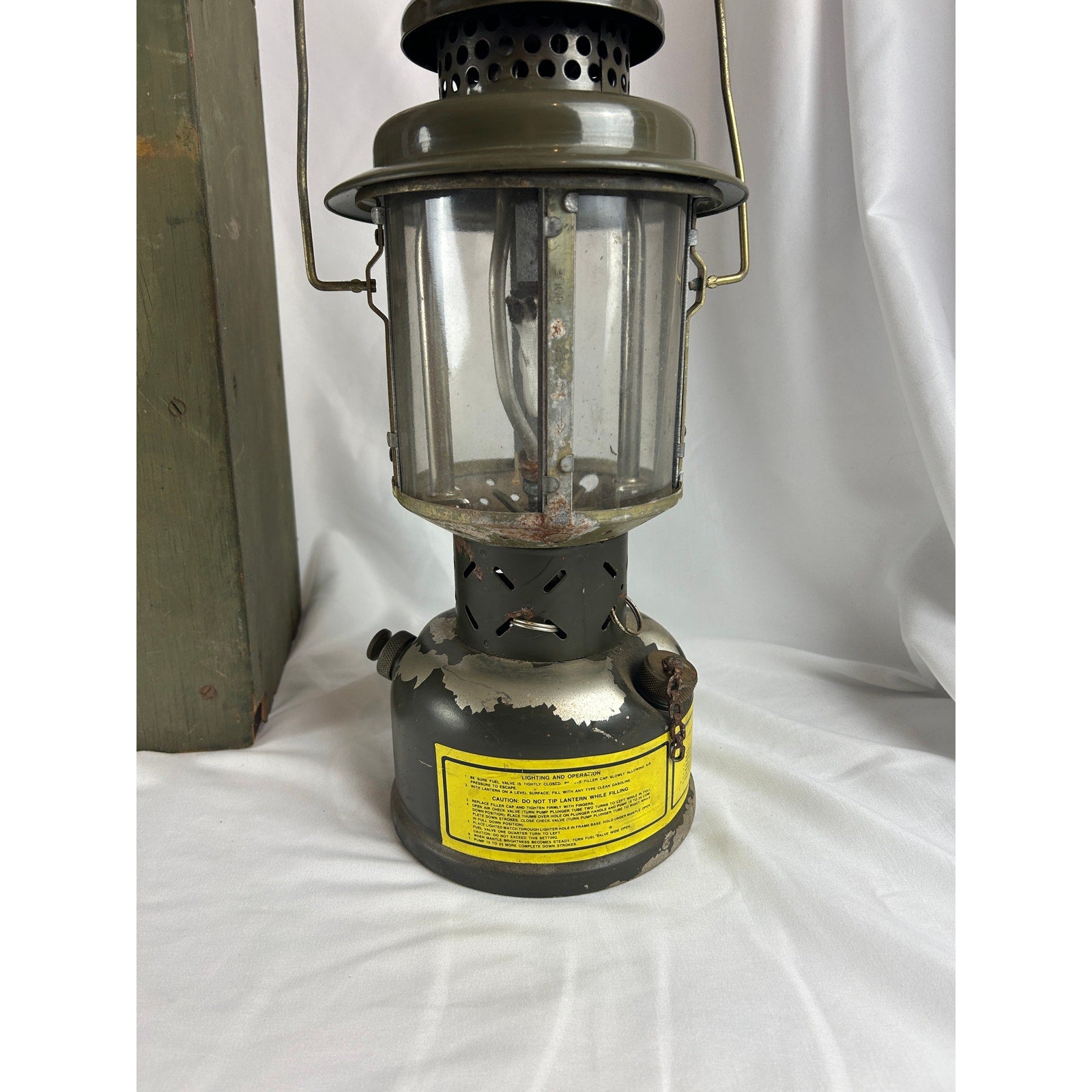 US Military 1963 SMP Lantern With Original Wood Crate Camping Light