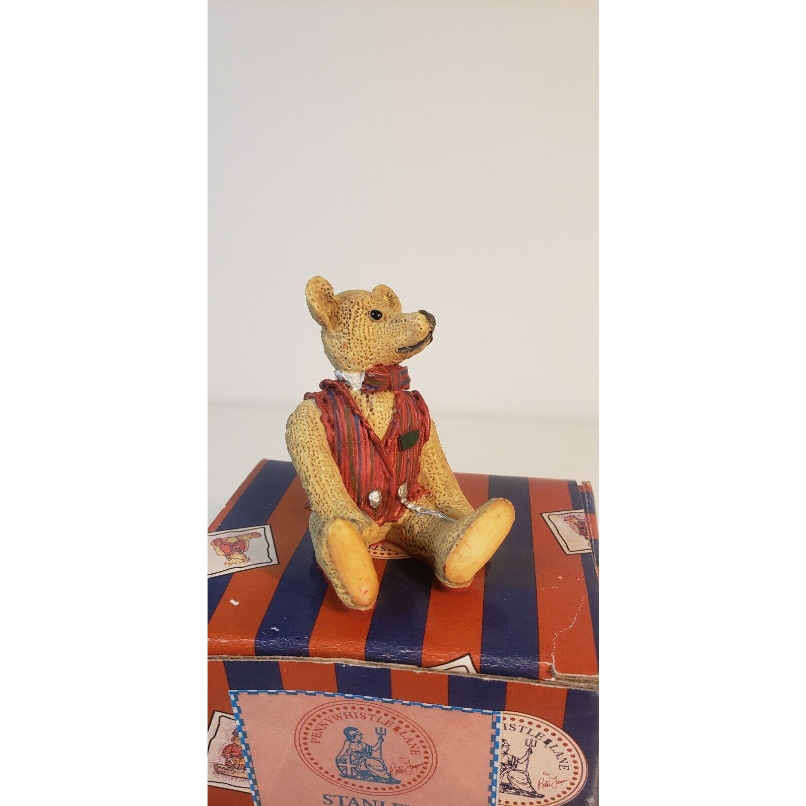 Enesco Pennywhistle Lane Stanley Bear w/Red Vest & Bow Tie Figurine