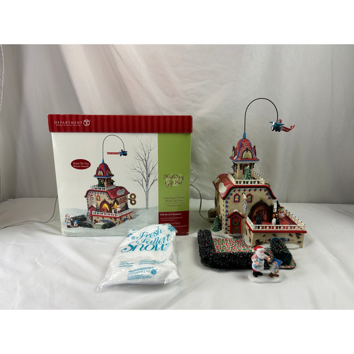 Department 56 Checking It Twice Wind-Up Toys 56757 North Pole Set 2003 Working