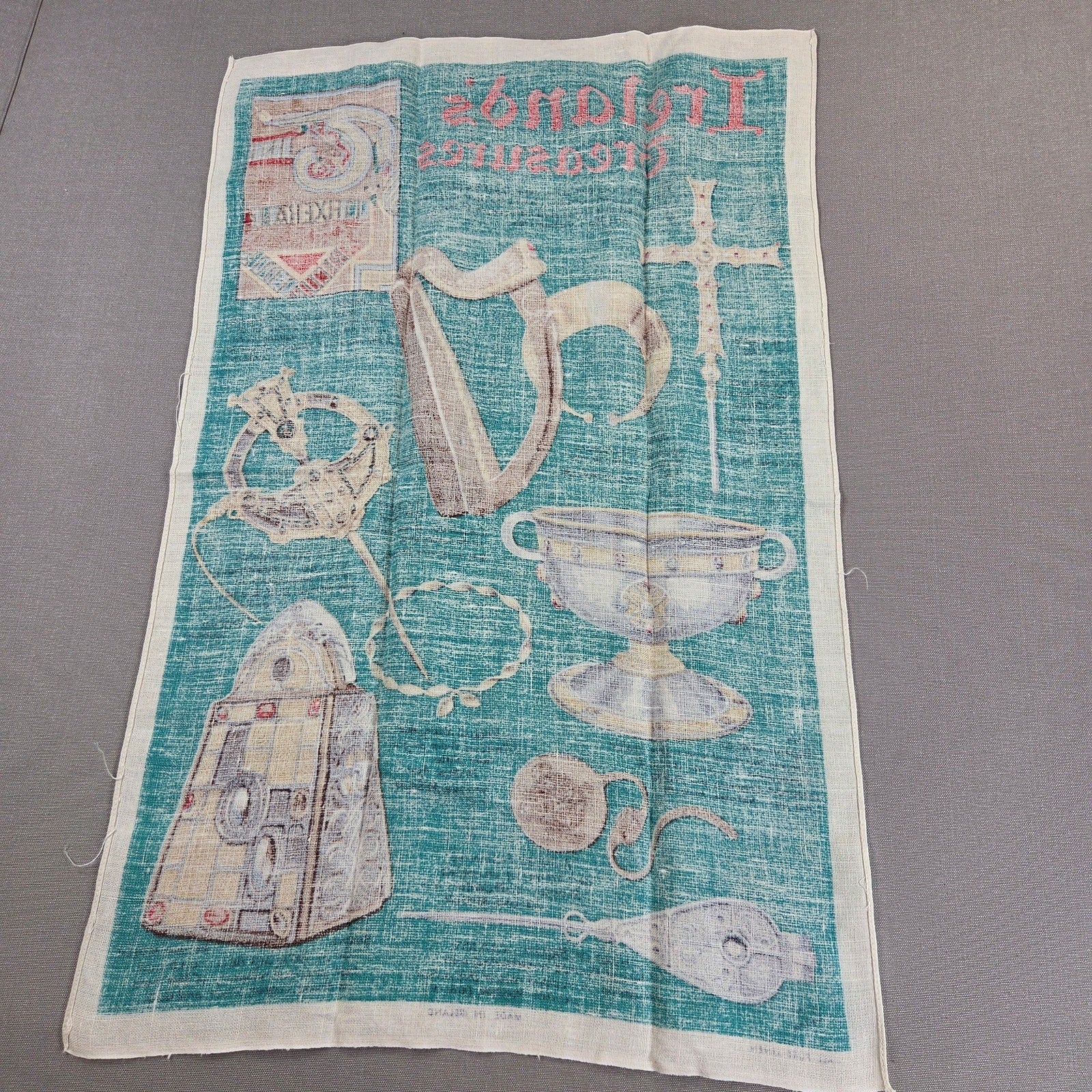 Vintage Nelson Ireland's Treasures Pure Linen Tea Towel Made In Ireland 29x19