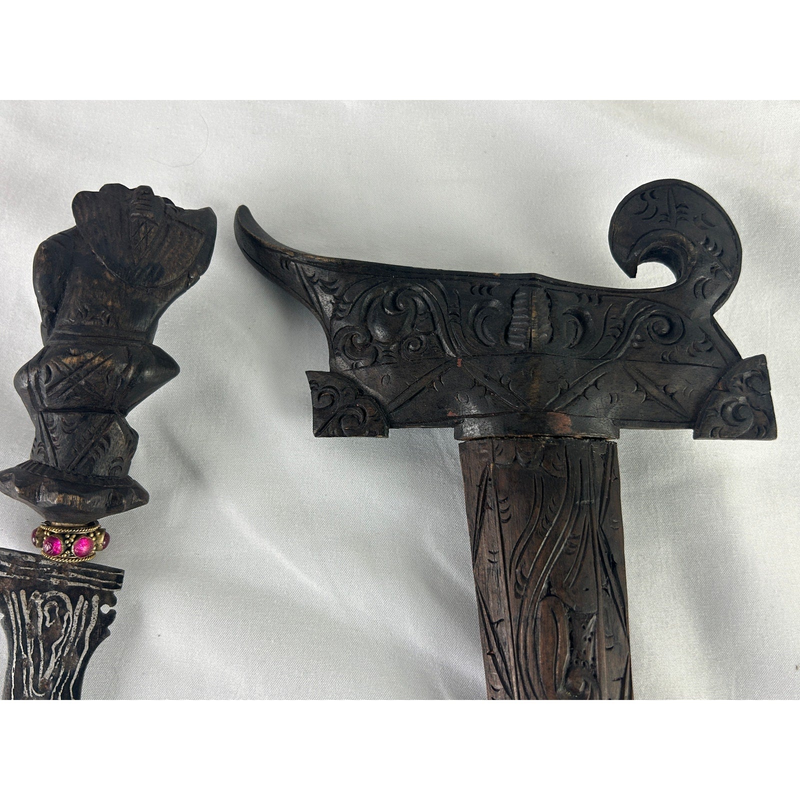 Lot 3 Indonesian Style Kris Keris Daggers Wood Sheaths Display Set