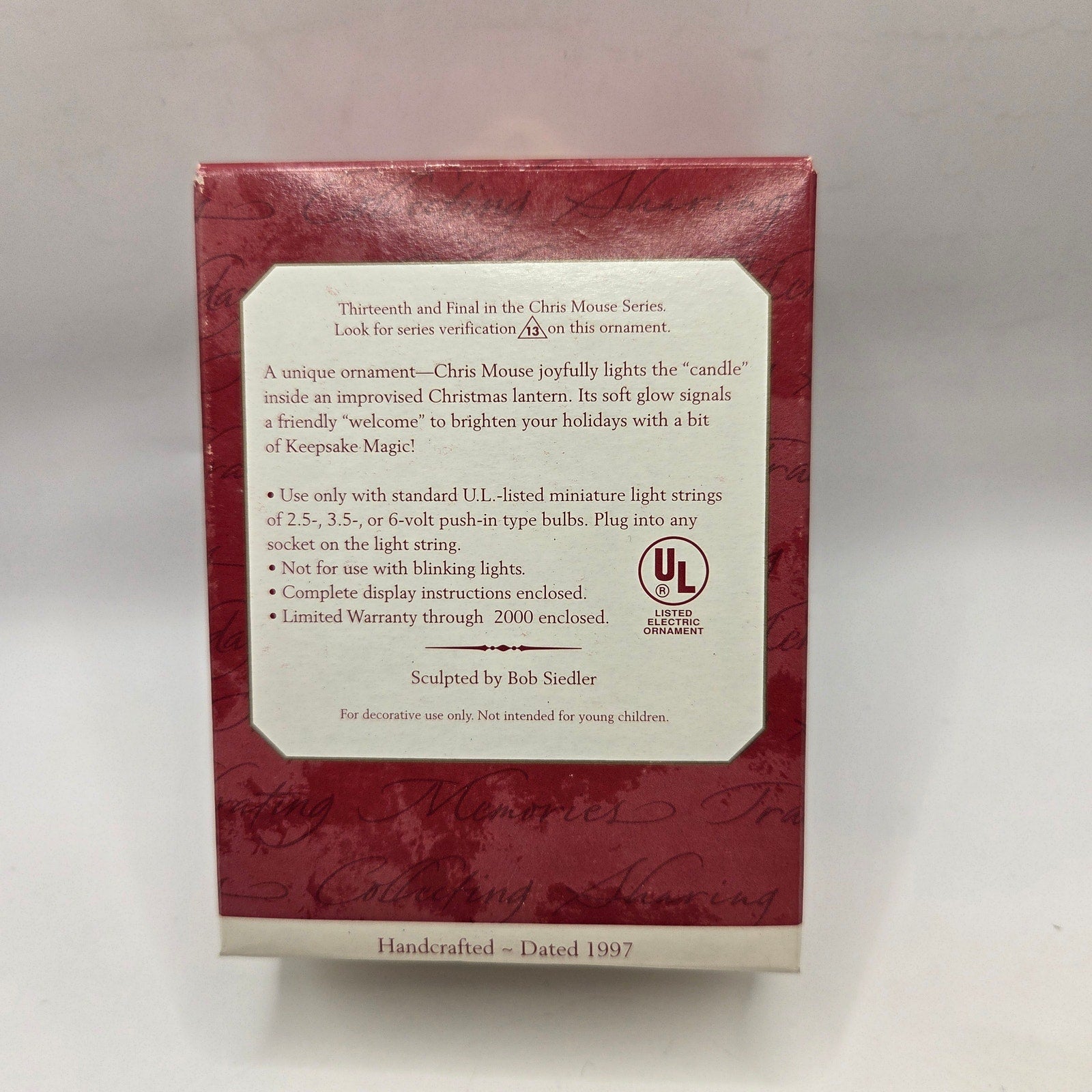 Hallmark Chris Mouse Luminaria 1997 Magic Ornament 13th Series Light Up