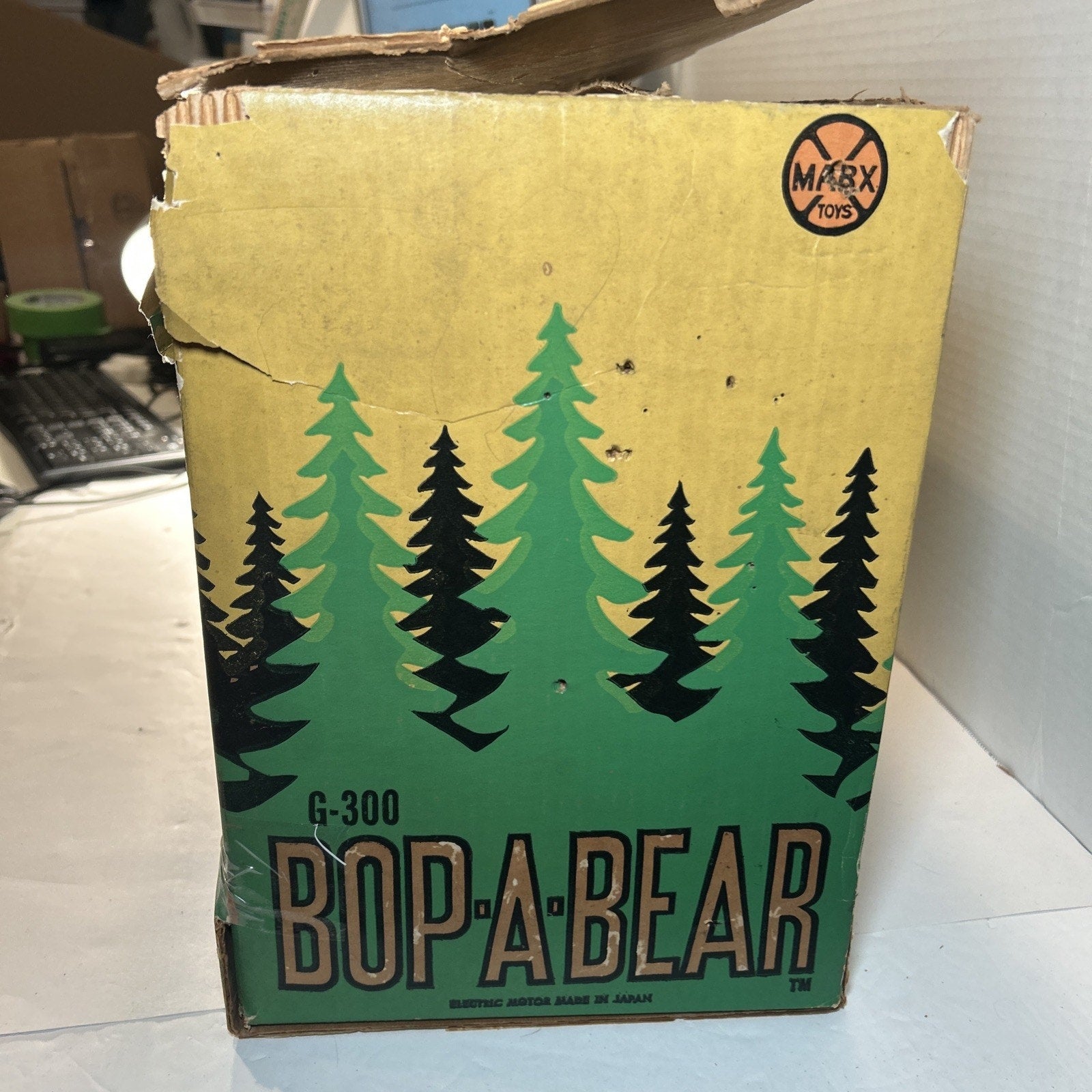 Vintage 1960s Marx Bop-A-Bear Toy G300 With Gun & Box – Incomplete, Untested