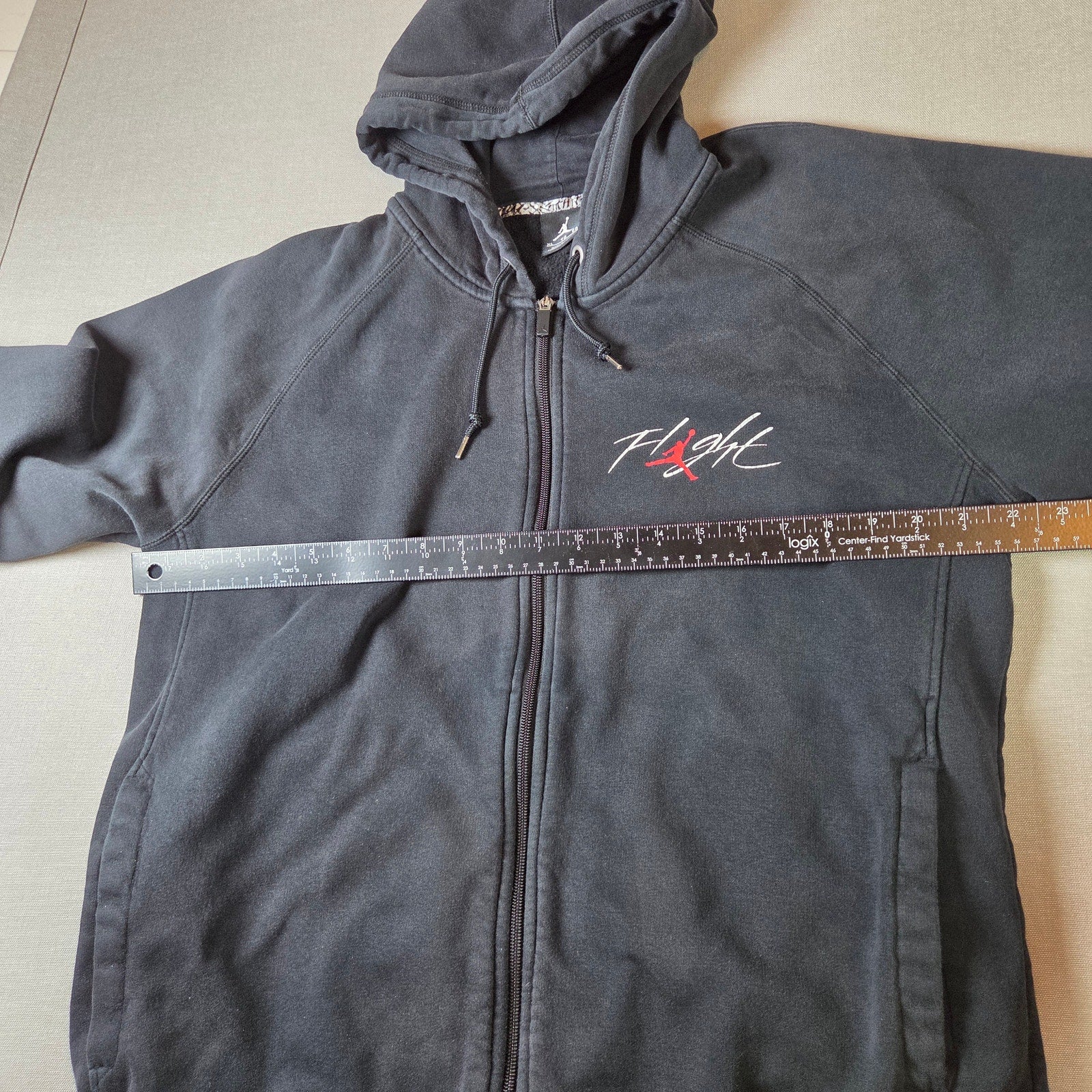 Jordan Flight Black Full Zip Hoodie Mens XL Made in China Basketball Wear