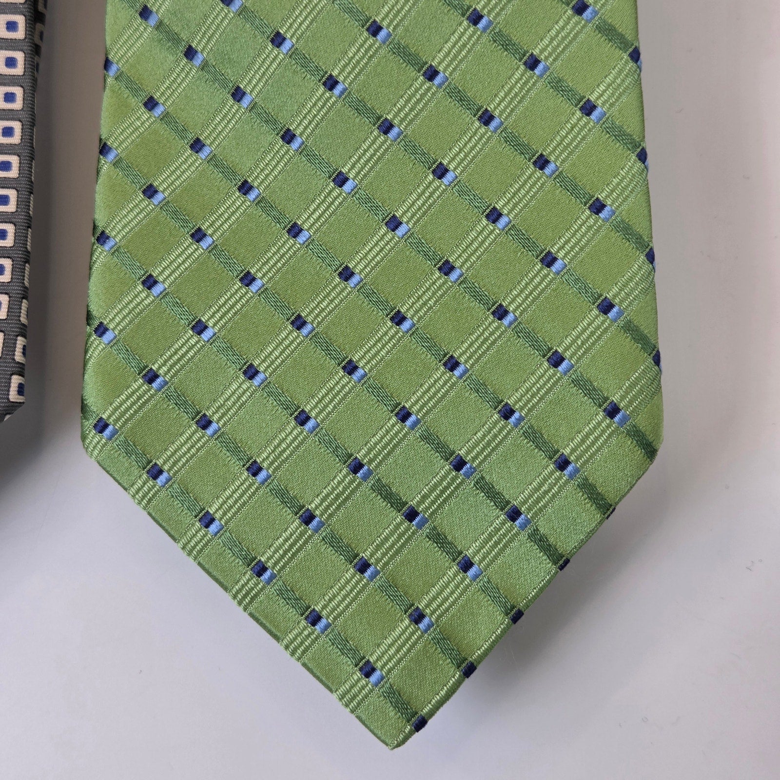 Tommy Hilfiger Silk Tie Lot 3 Green Blue Classic 3.75 USA Contrast Tips
