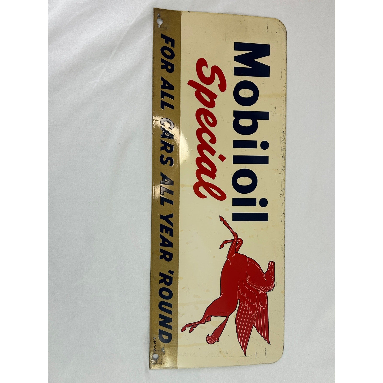 1954 Mobil Oil Special Pegasus Metal Sign TAC Authenticated A-M 5-54 18x10