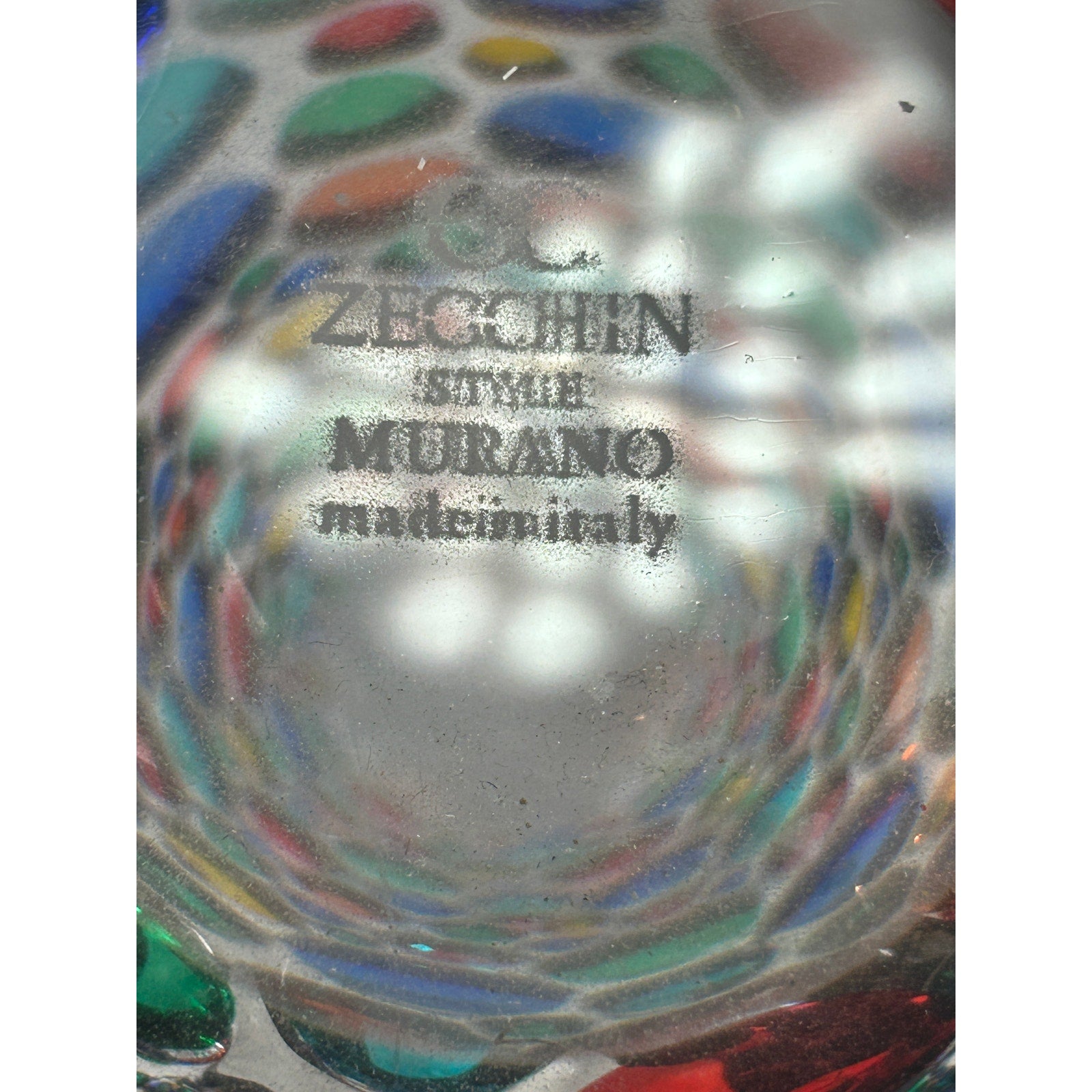 Zecchin Murano Italy Art Glass Vase 13.75" Signed Millefiori Bubble Design