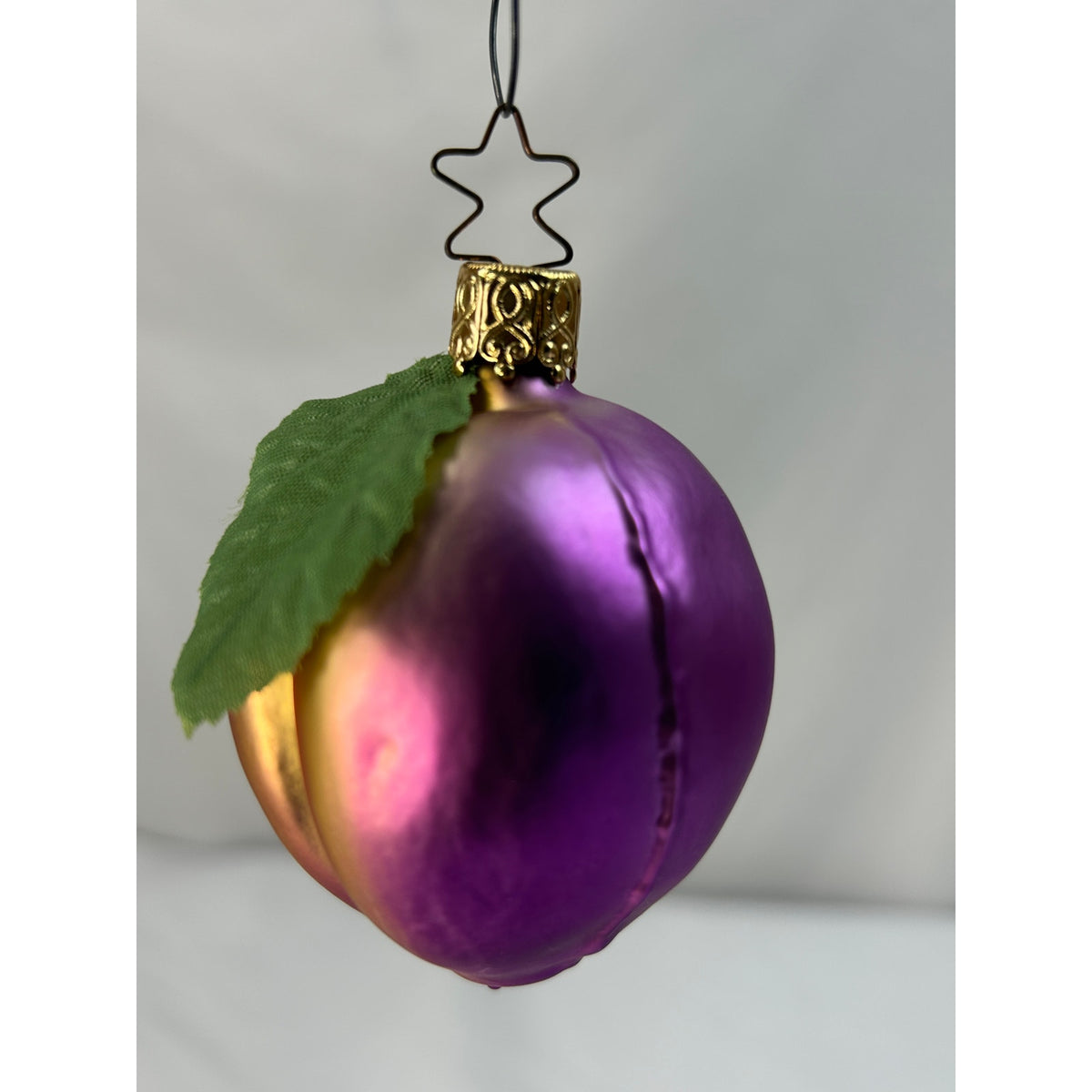 Vintage Inge-Glas Purple Plum Fruit Glass Christmas Ornament West Germany