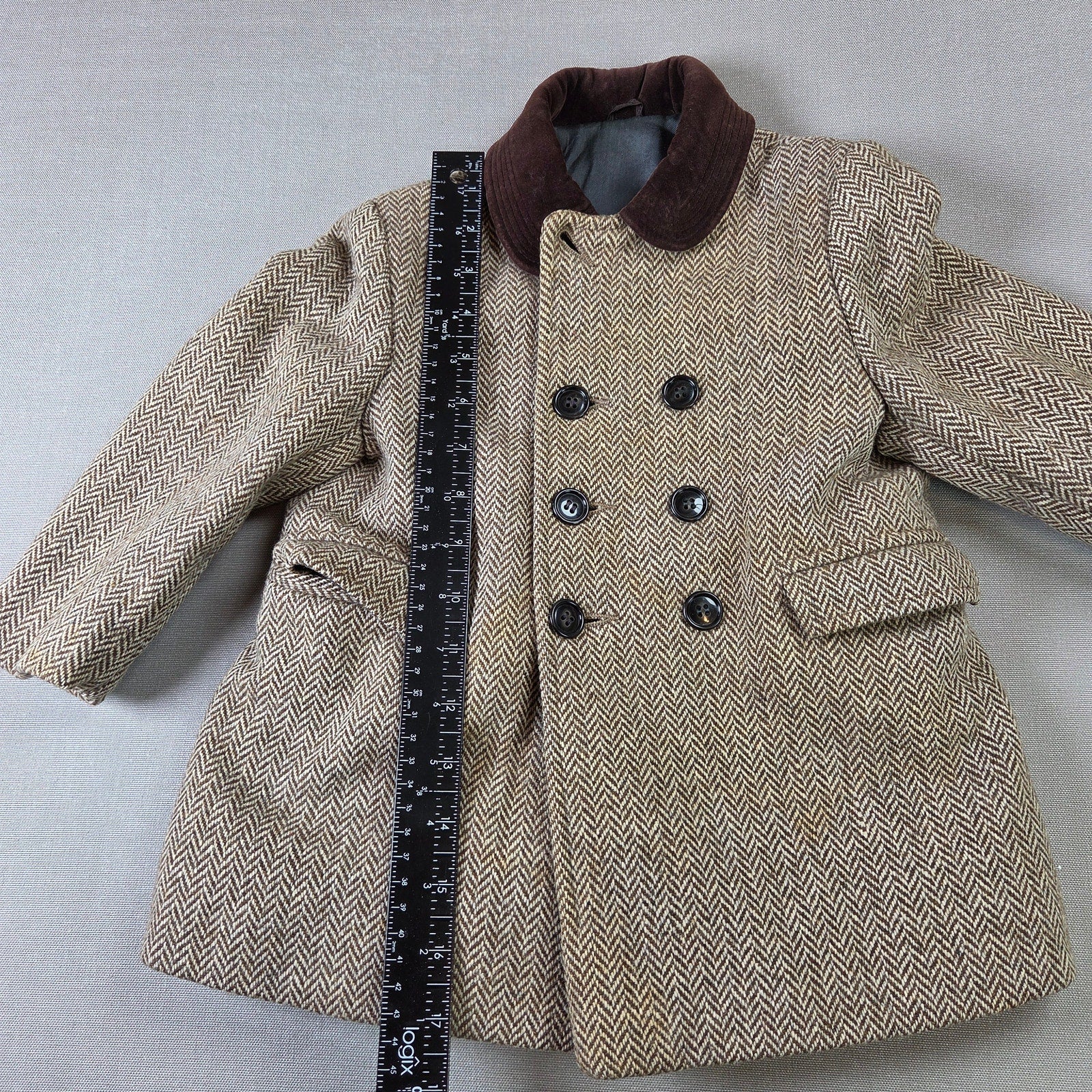 Fieldston Boys Wool Herringbone Coat Pants Set Vintage Stirrup Suit