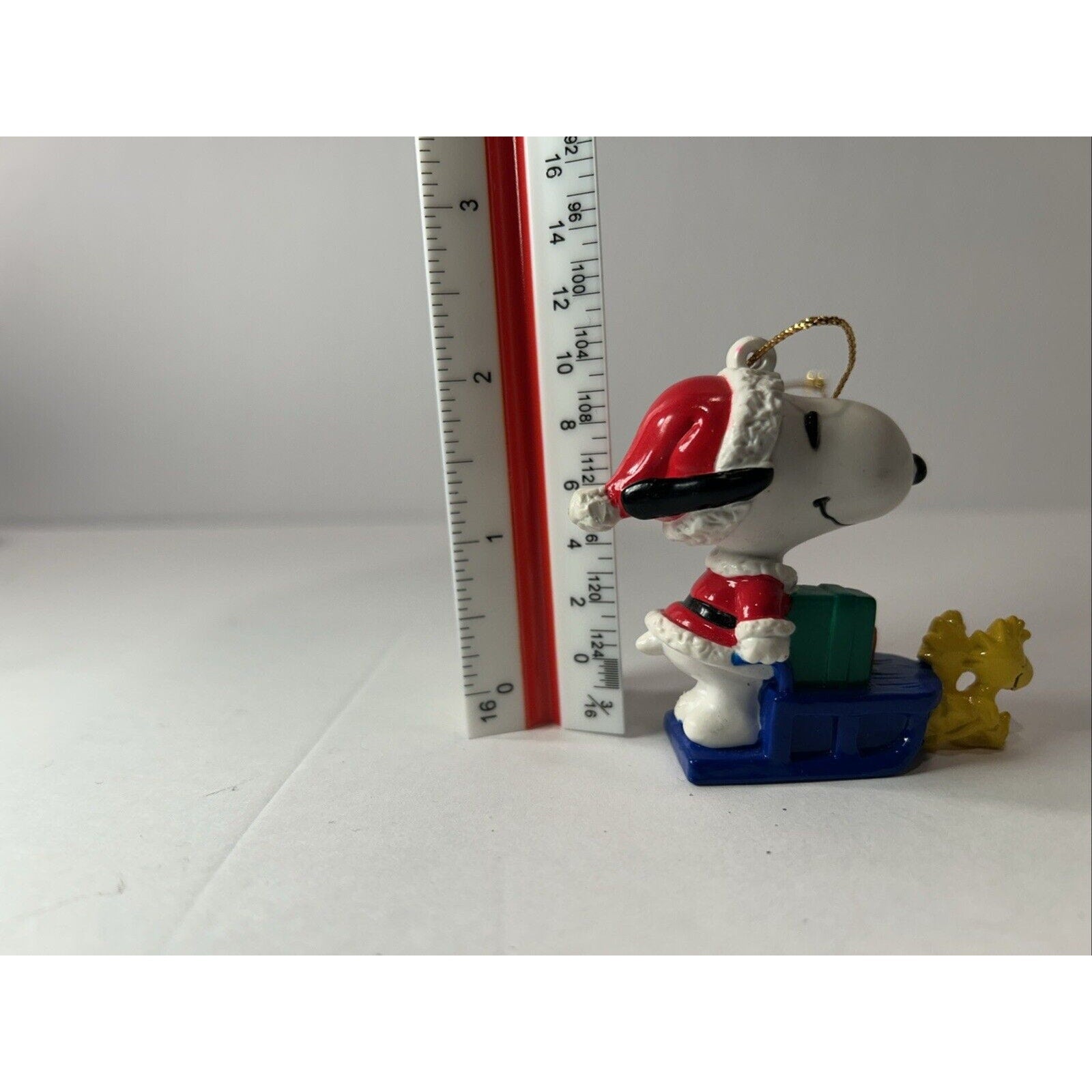 Santa Snoopy Ornament Sled Pulled By Woodstock & friends Peanuts - Loose