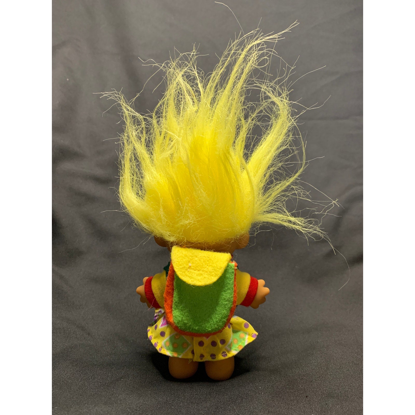 Vintage 1990s Russ School Girl Troll Doll Backpack Yellow Hair 18458 5in