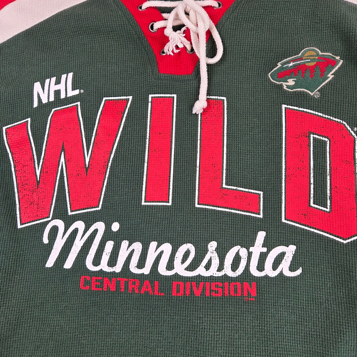 G-III Minnesota Wild NHL Lace Up Thermal Waffle Shirt Mens XL Long Sleeve