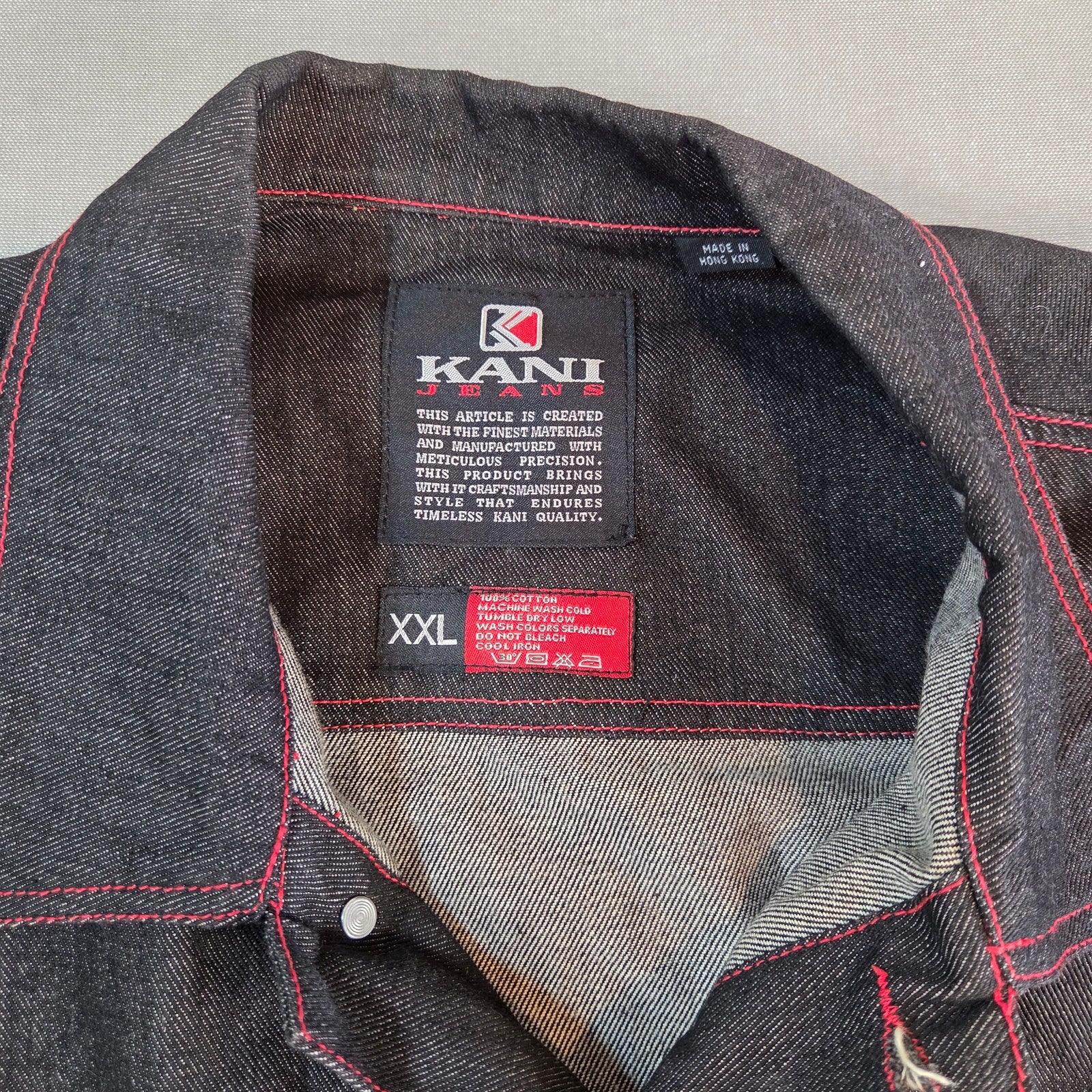 Karl Kani Jeans XXL Denim Jacket Hong Kong Made Vintage 90s Red Stitch