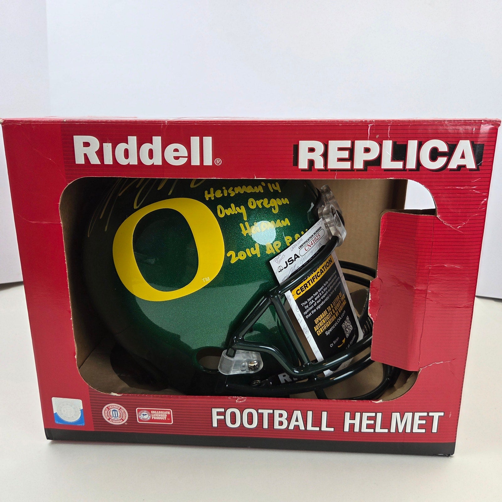 Marcus Mariota Heisman Autographed Oregon Ducks Replica Helmet JSA COA w/ Box