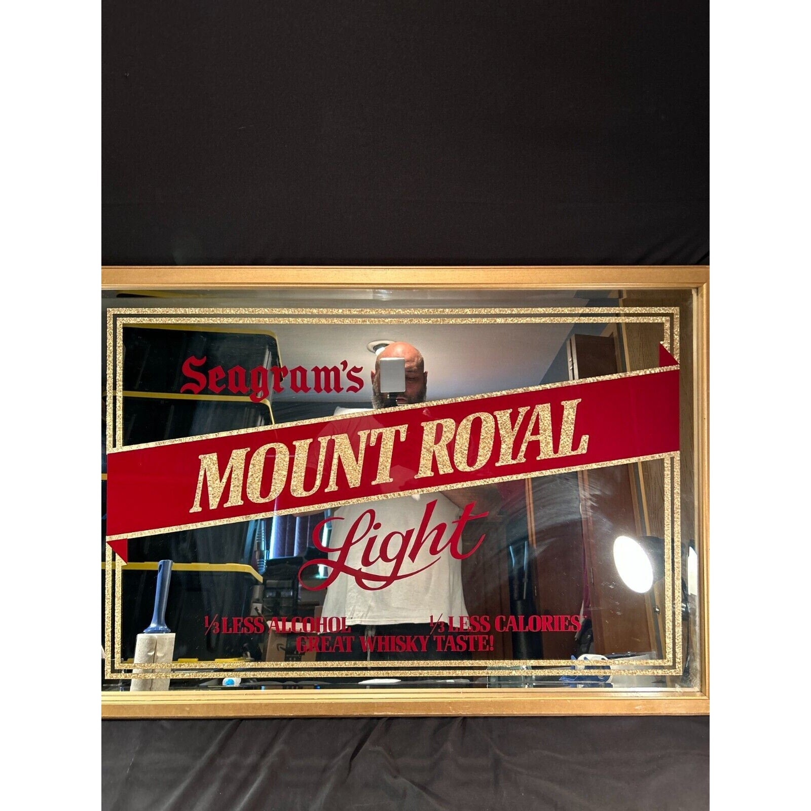 Vintage Seagram’s Mount Royal Whisky Bar Mirror 39x26 Advertising Sign