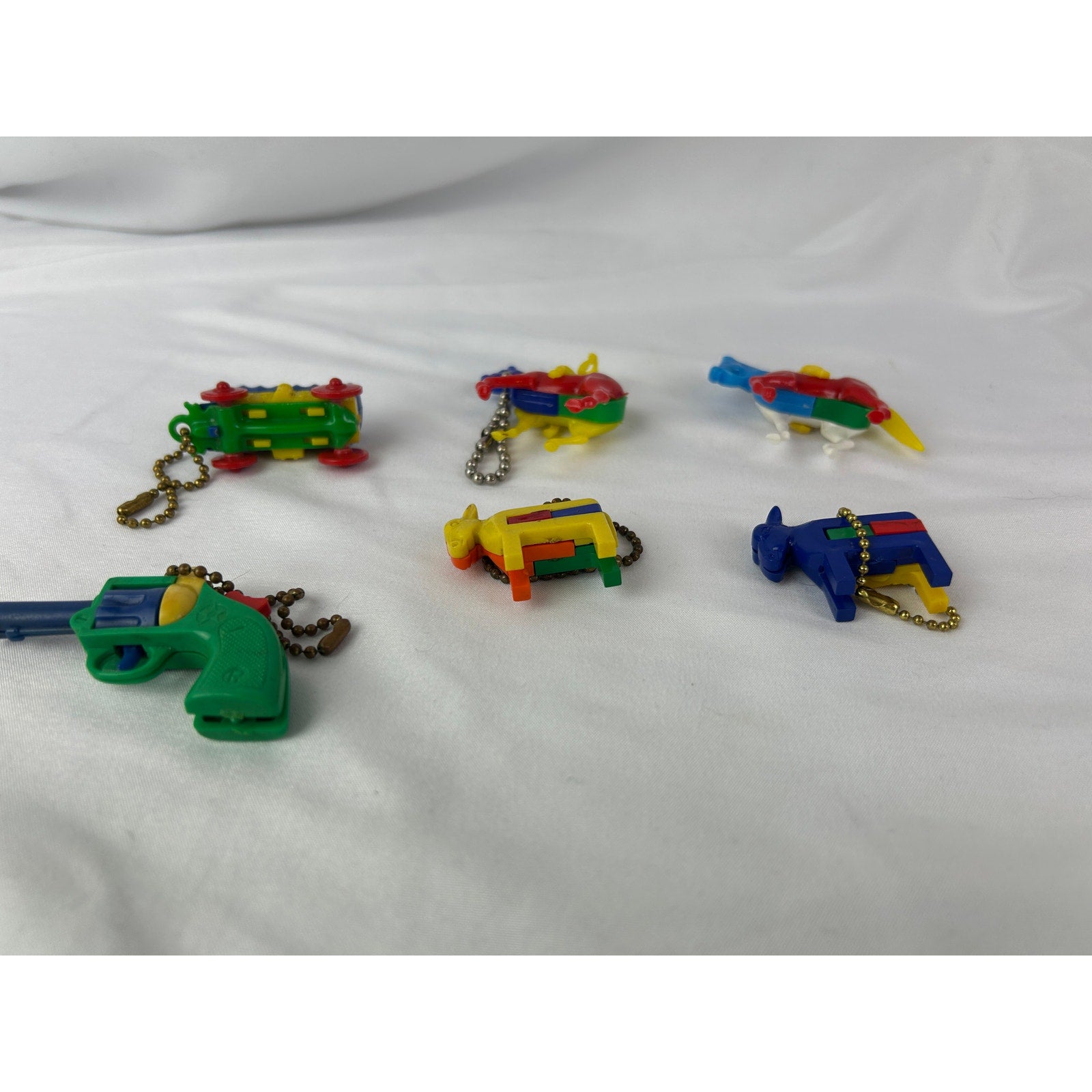 Vintage 1950s Western Cowboy Puzzle Keychain Lot Horses Wagon Gun