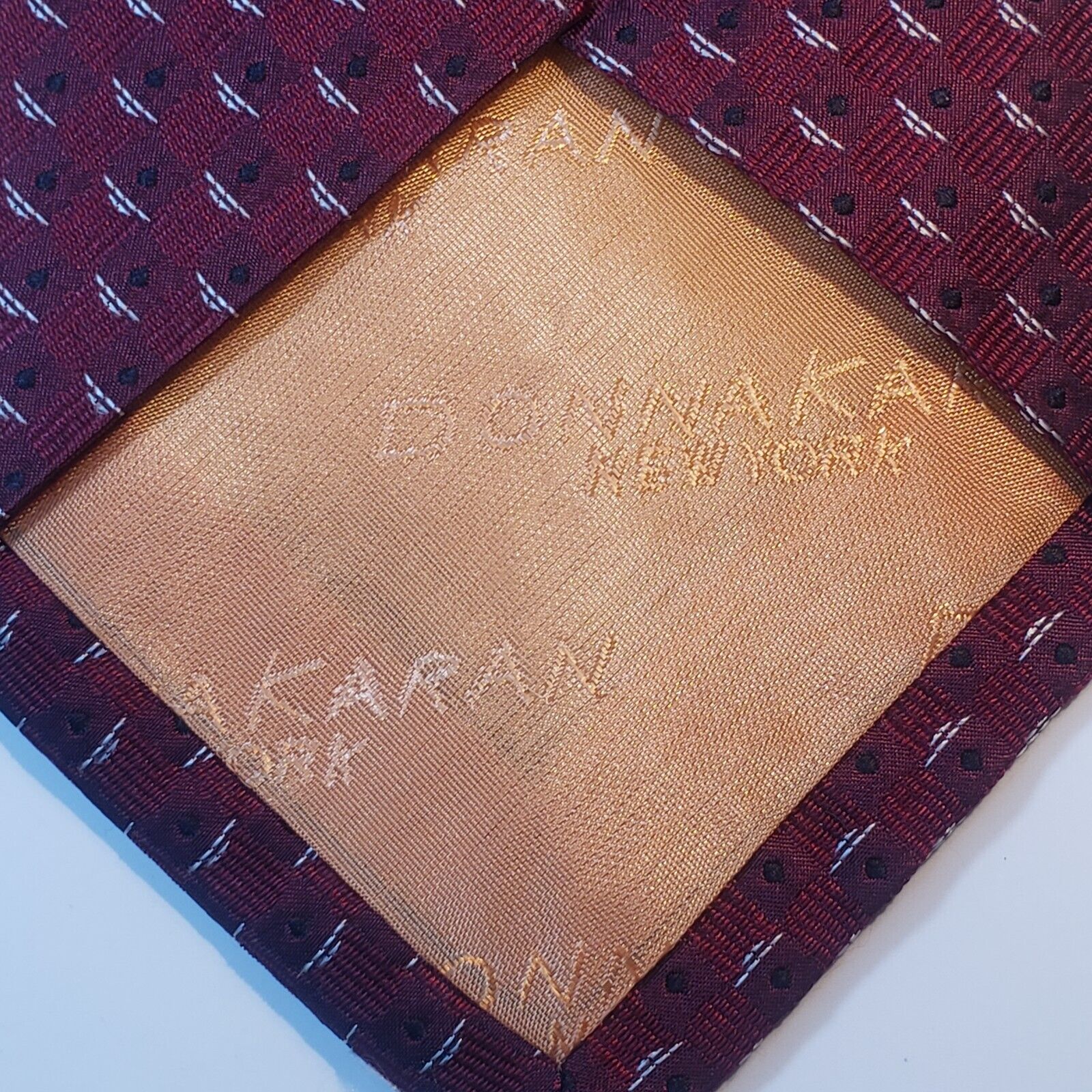 Donna Karan New York Dark Red Geometric Silk Tie