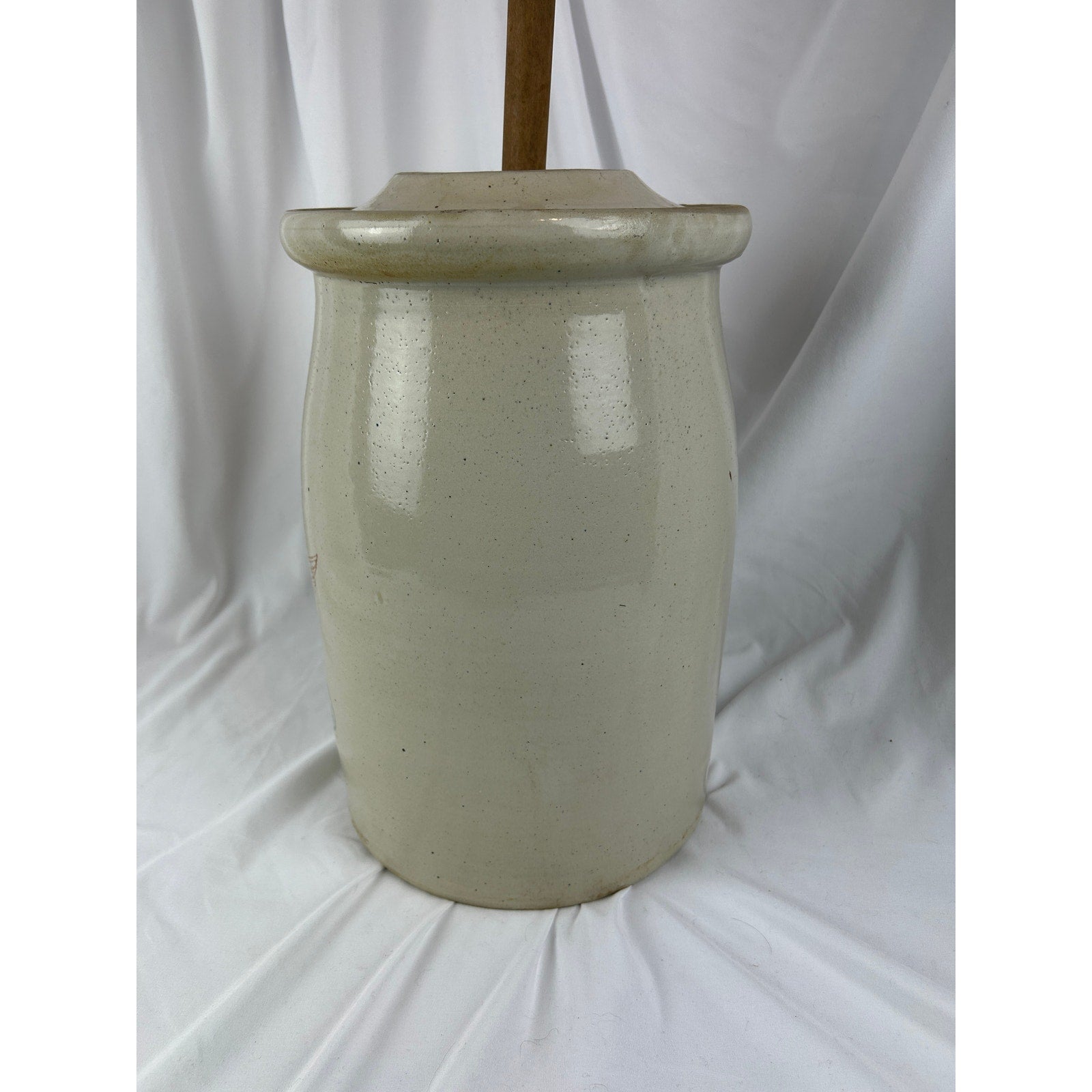 Antique Red Wing 3 Gallon Stoneware Butter Churn Crock w Lid & Wooden Dasher