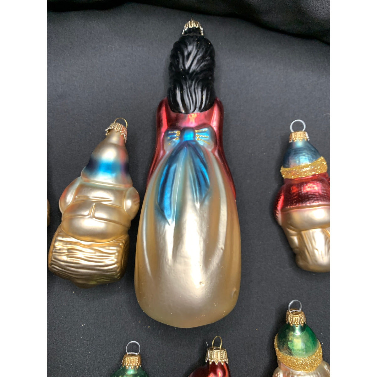 Vintage Lauscha Glas Snow White 7 Dwarfs Glass Ornaments Germany Set of 8