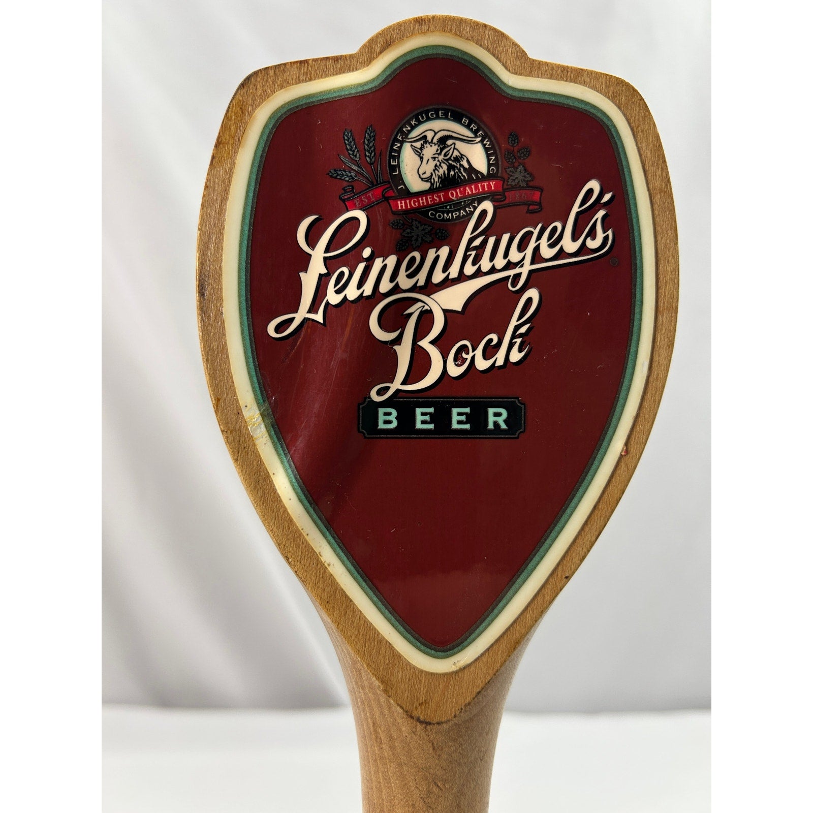 Leinenkugel's Bock Beer Vintage Wood Tap Handle Draft Keg Bar Breweriana 12in