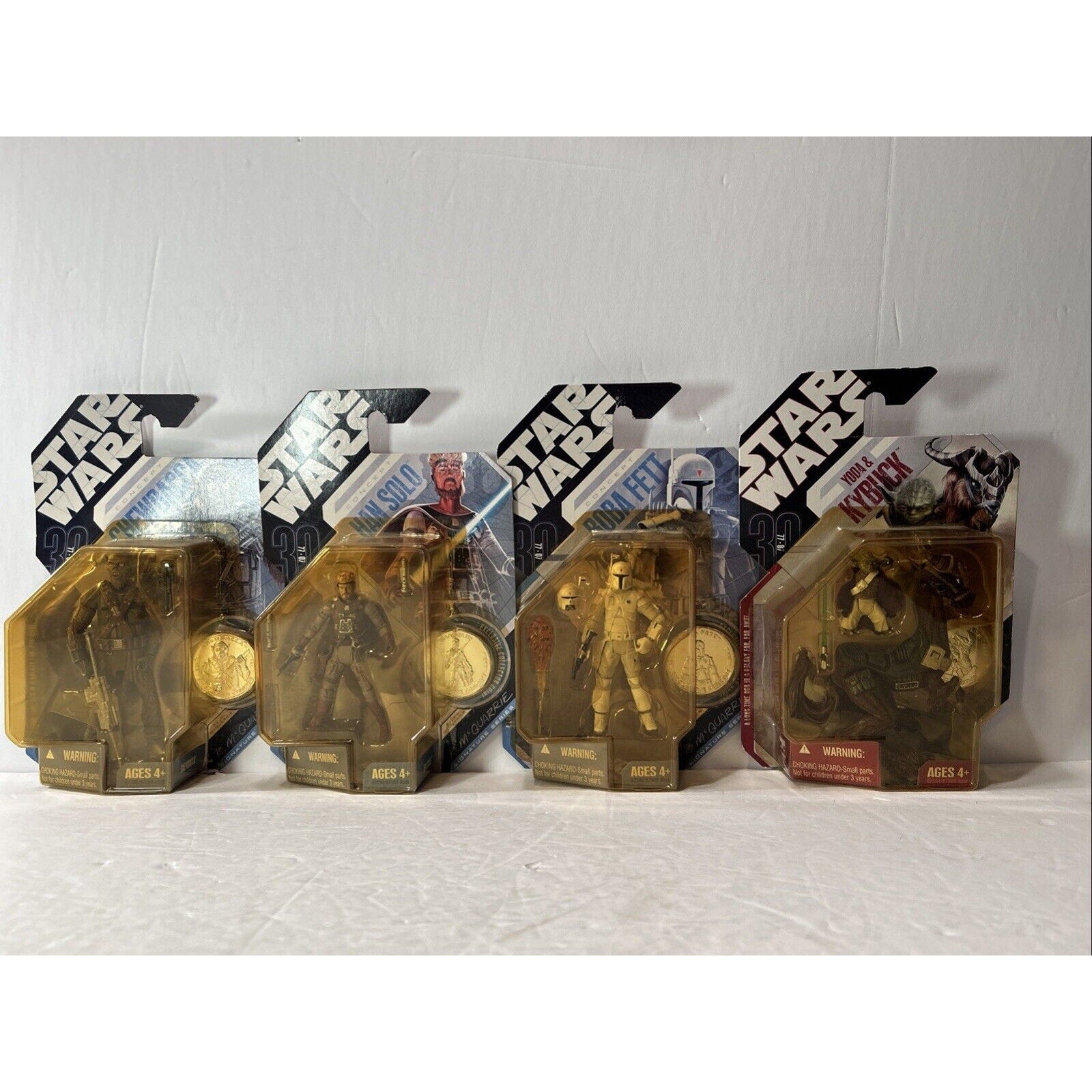 Star Wars 30th Anniv Concept Figures Lot Chewbacca Han Solo Yoda Boba Fett NIB