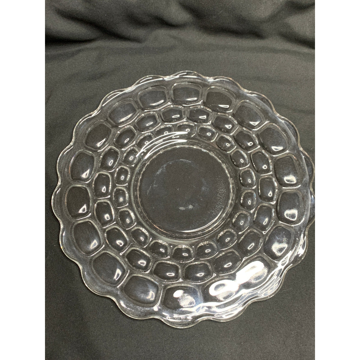 Clear Glass Cheese Dome Cloche Pebble Pattern Serving Plate 2 Piece Set