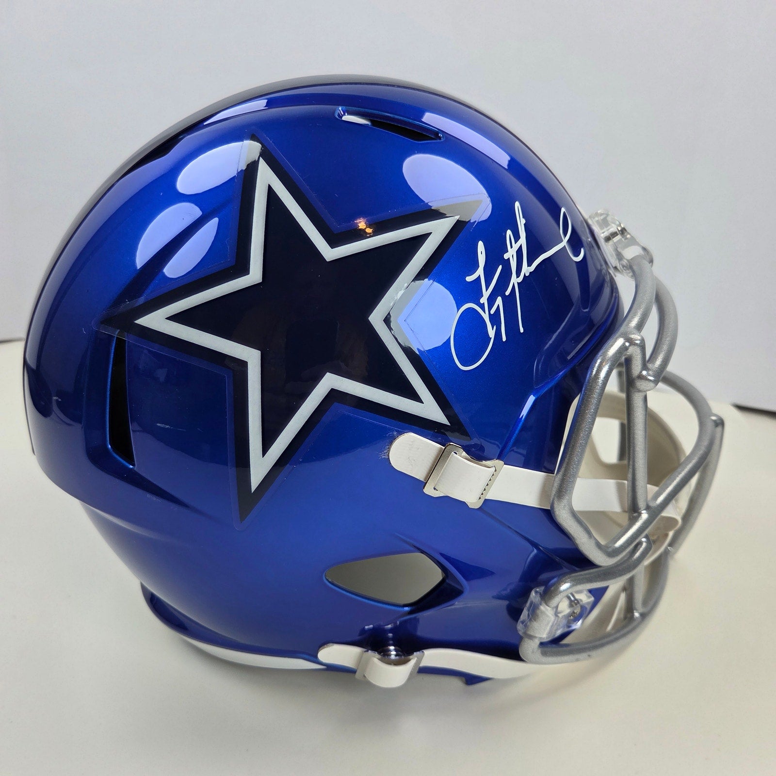 Troy Aikman Signed Riddell Cowboys Flash Alt Speed Replica Helmet BAS Witness