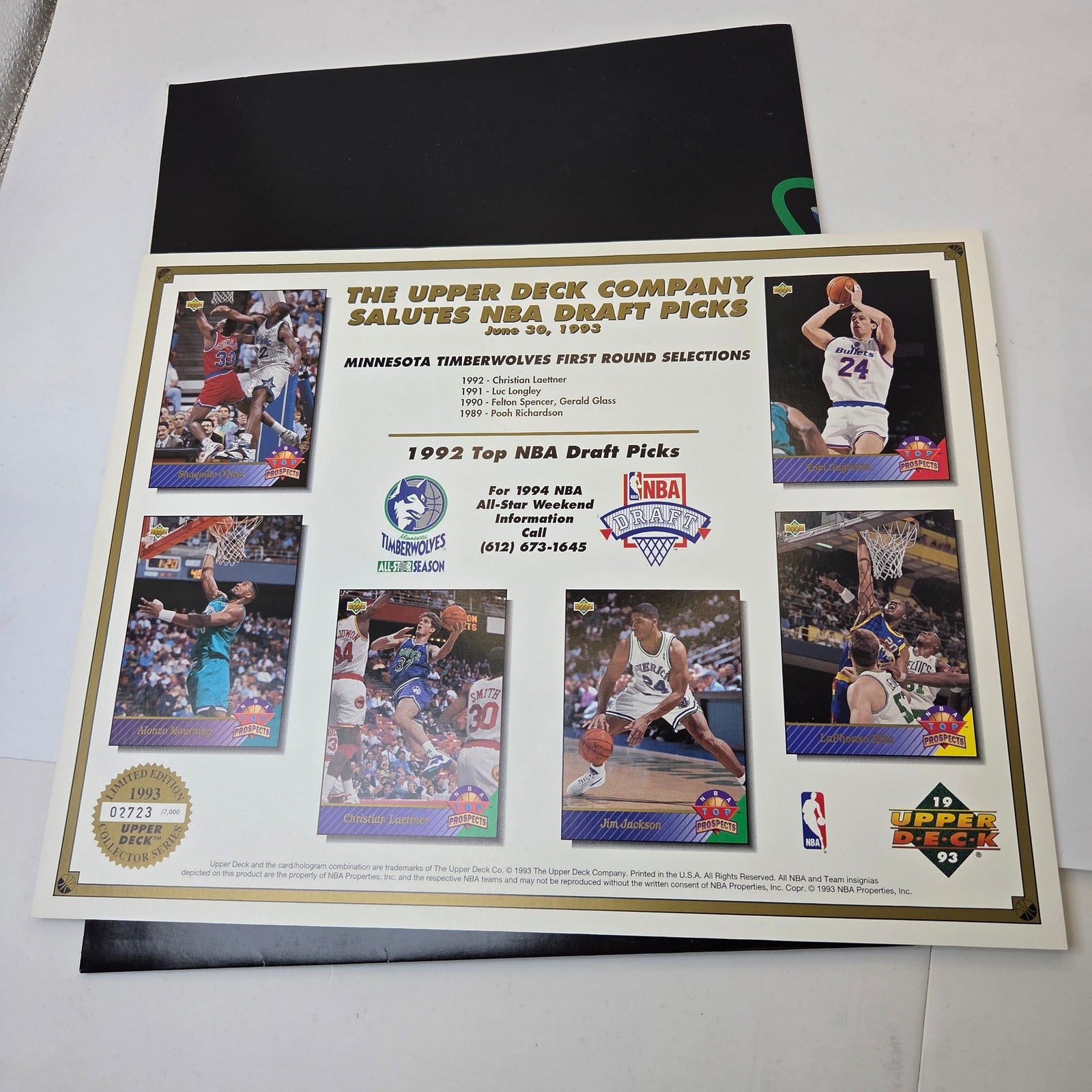 Minnesota Timberwolves Folder Lot (3) w/ 1993 Upper Deck Draft Inserts