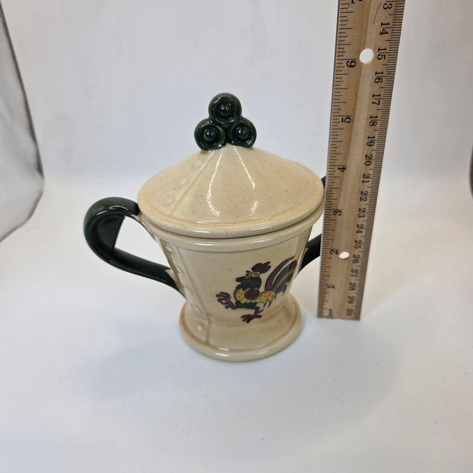Metlox Poppytrail Rooster Sugar Bowl w/ Lid Vintage Two Handle Covered Jar