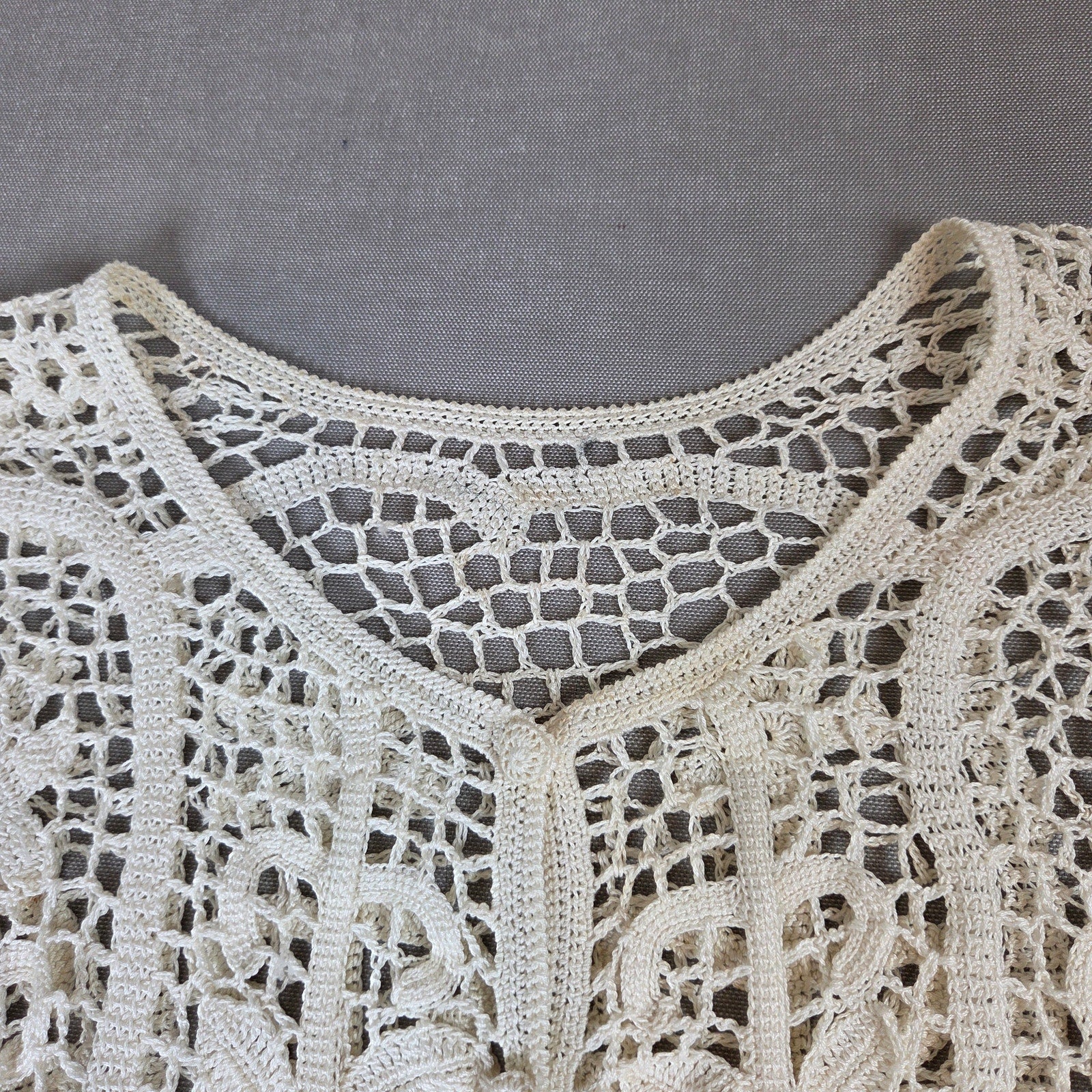 Unbranded Crochet Lace Cardigan Open Knit Floral Button Front Sweater