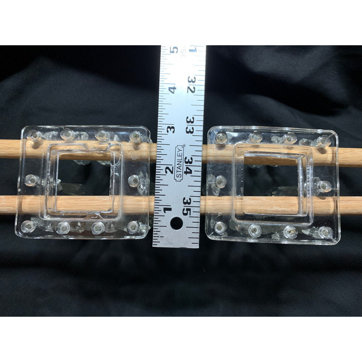 Vintage Lead Crystal Square Bobeches 16 Hanging Prisms Chandelier Pair