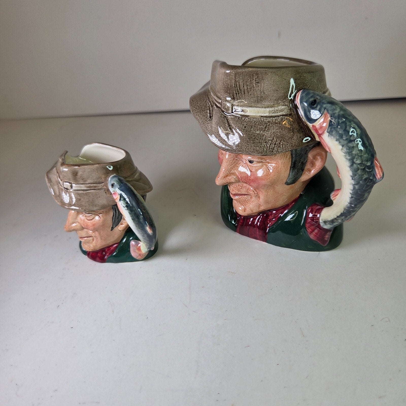 Royal Doulton The Poacher Toby Mugs Pair 1954 Mini & Small Sizes 2.5in 4in