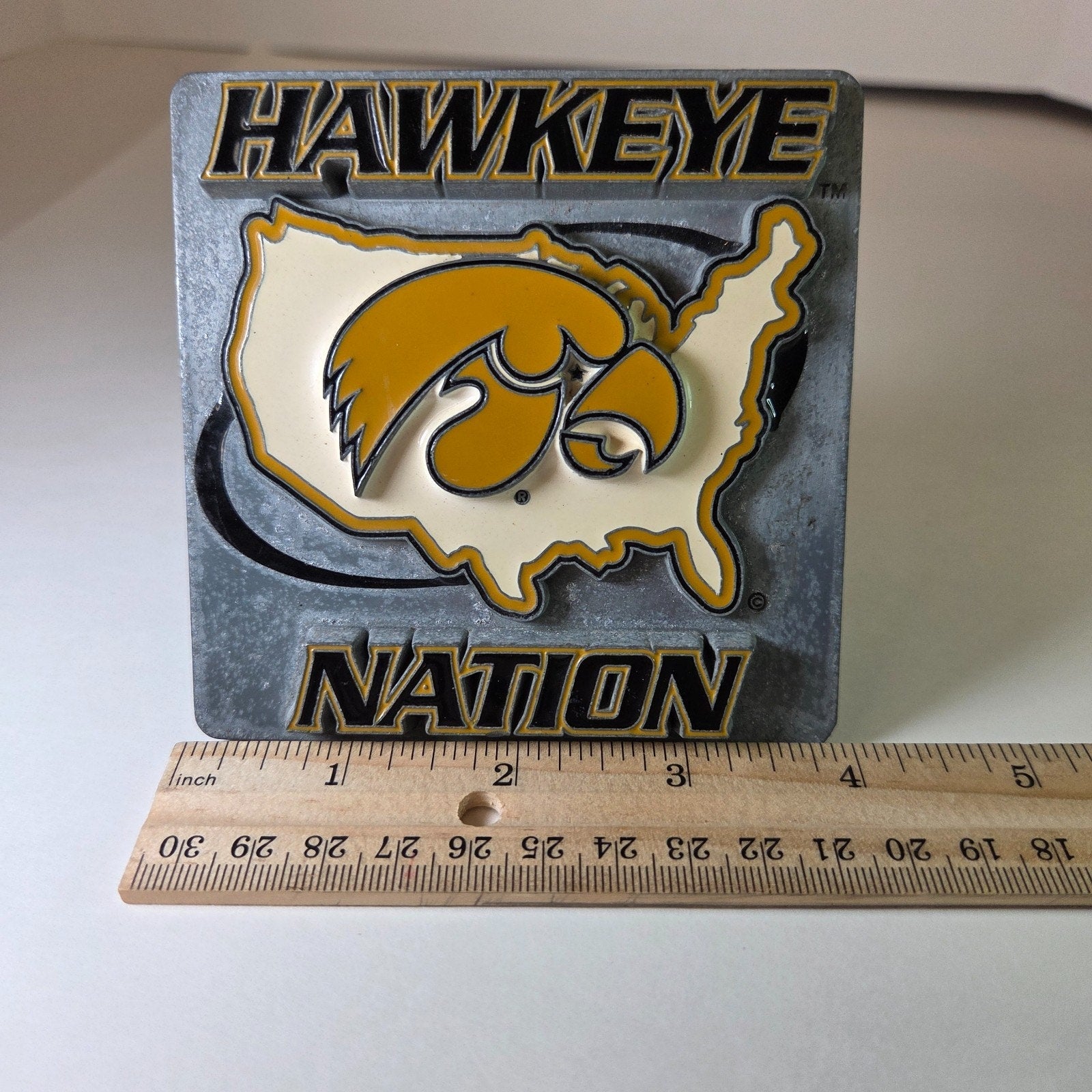 Iowa Hawkeye Nation Metal Trailer Hitch Cover NCAA College Football Fan Gear